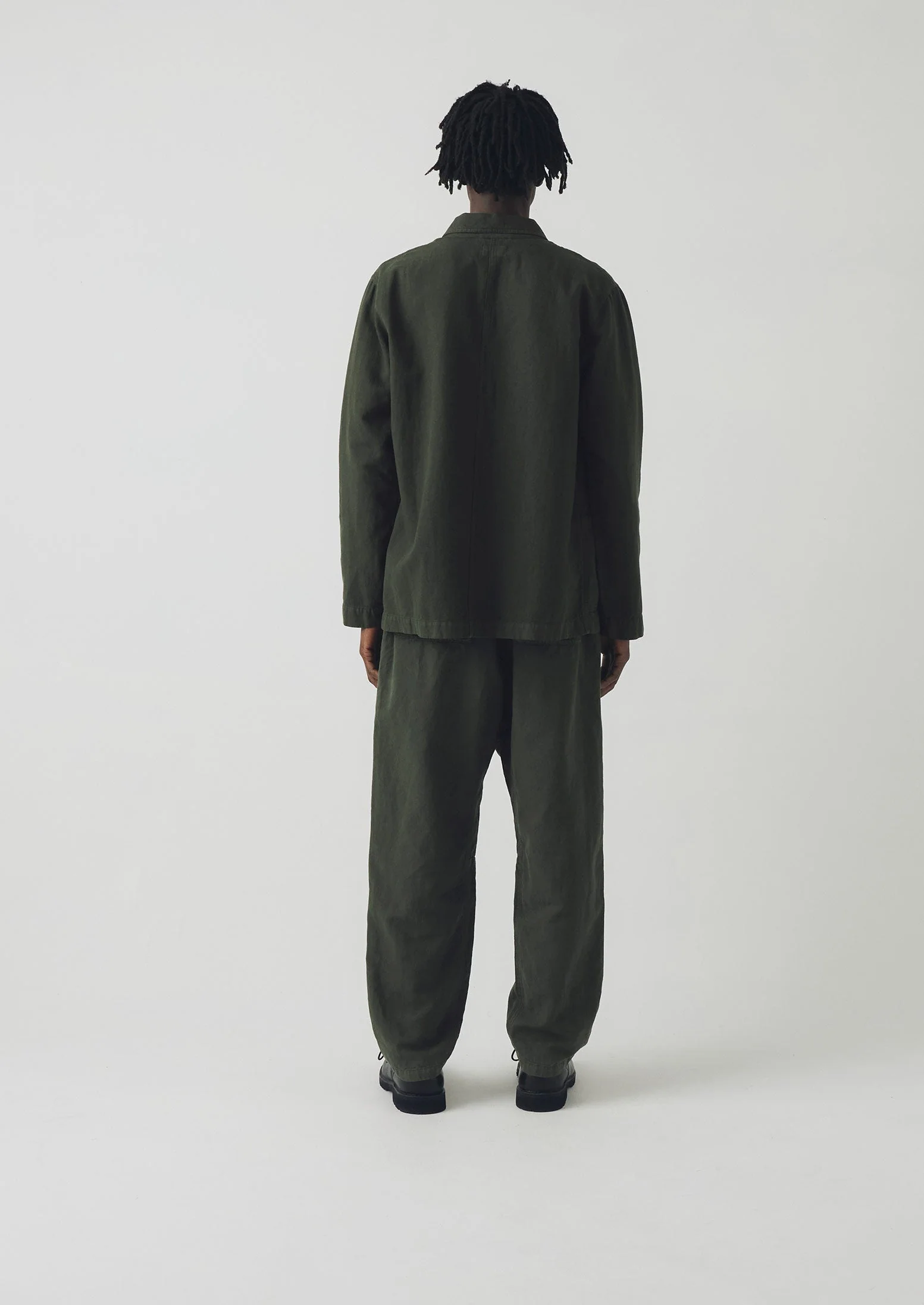 Alfie Garment Dyed Herringbone Pants | Dark Moss - Image 4
