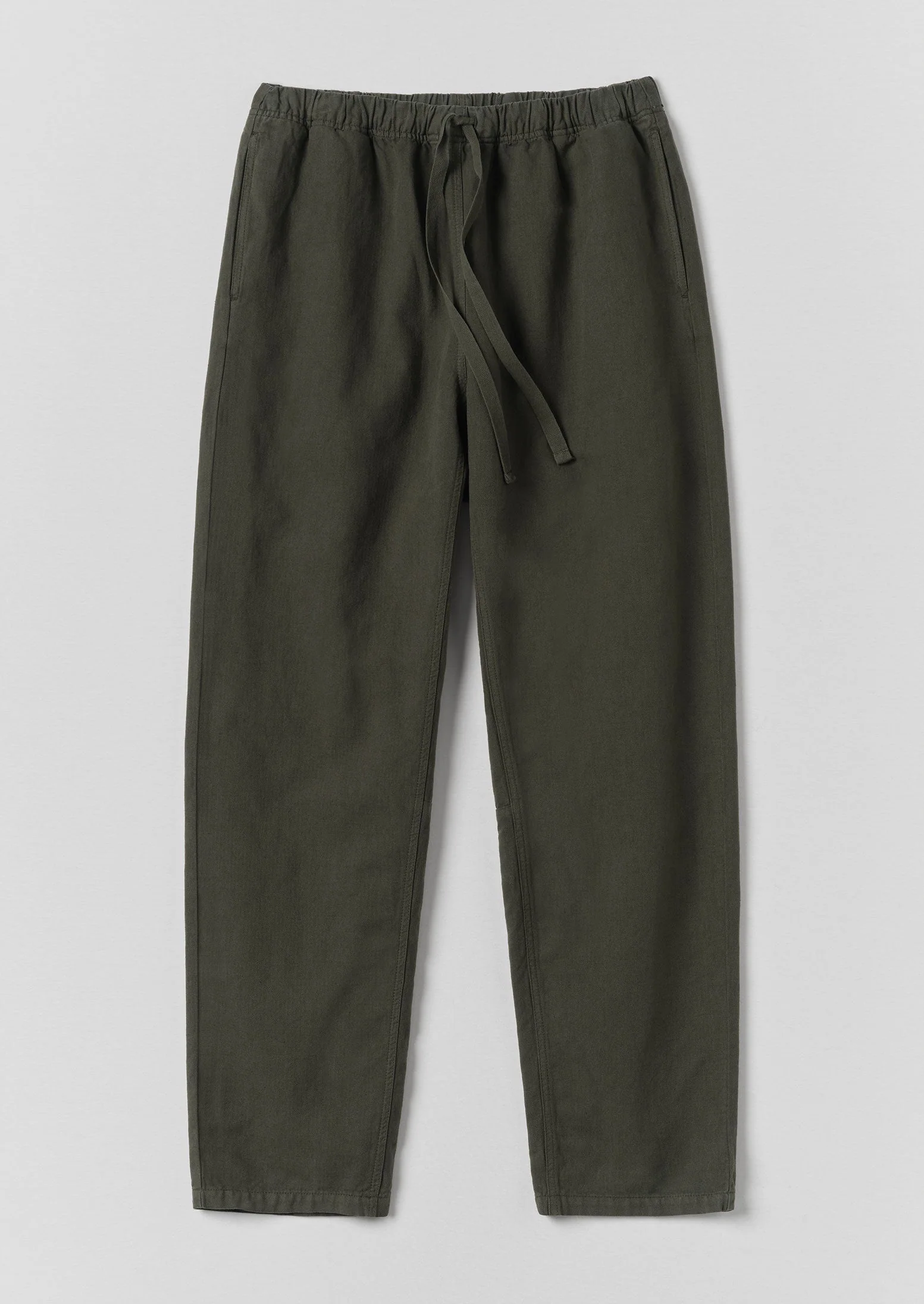 Alfie Garment Dyed Herringbone Pants | Dark Moss - Image 5