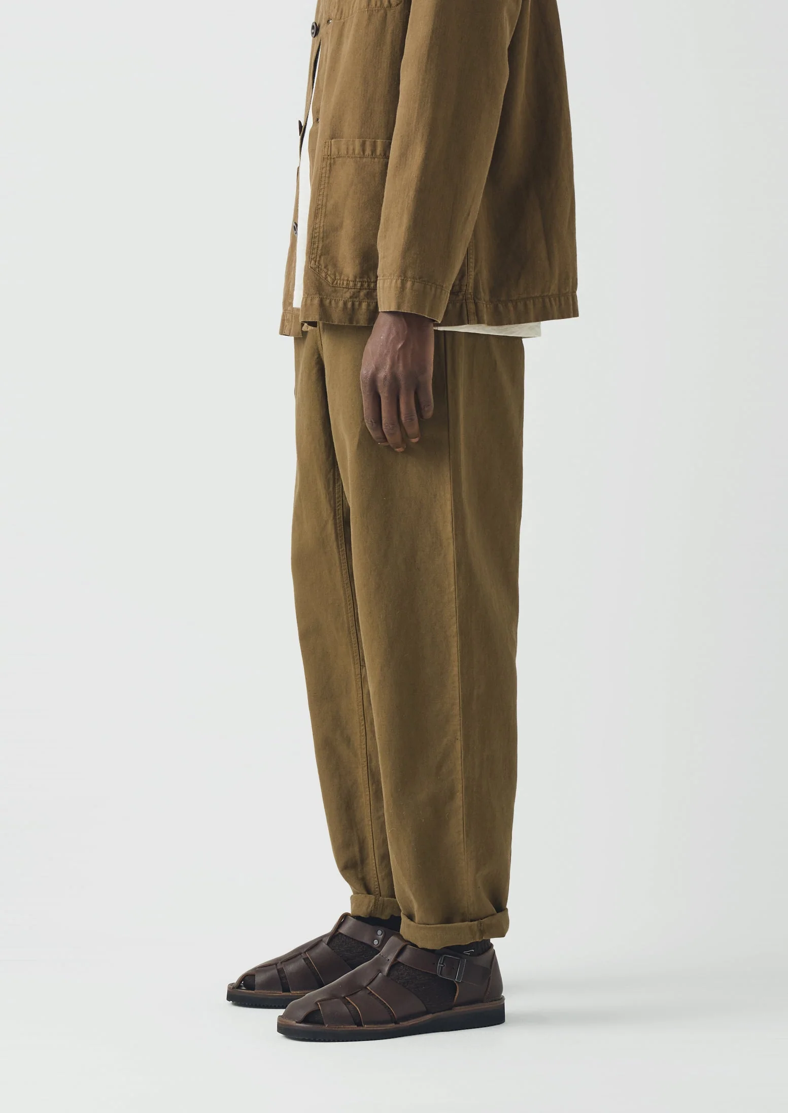 Alfie Garment Dyed Herringbone Pants | Woodland Green - Image 2