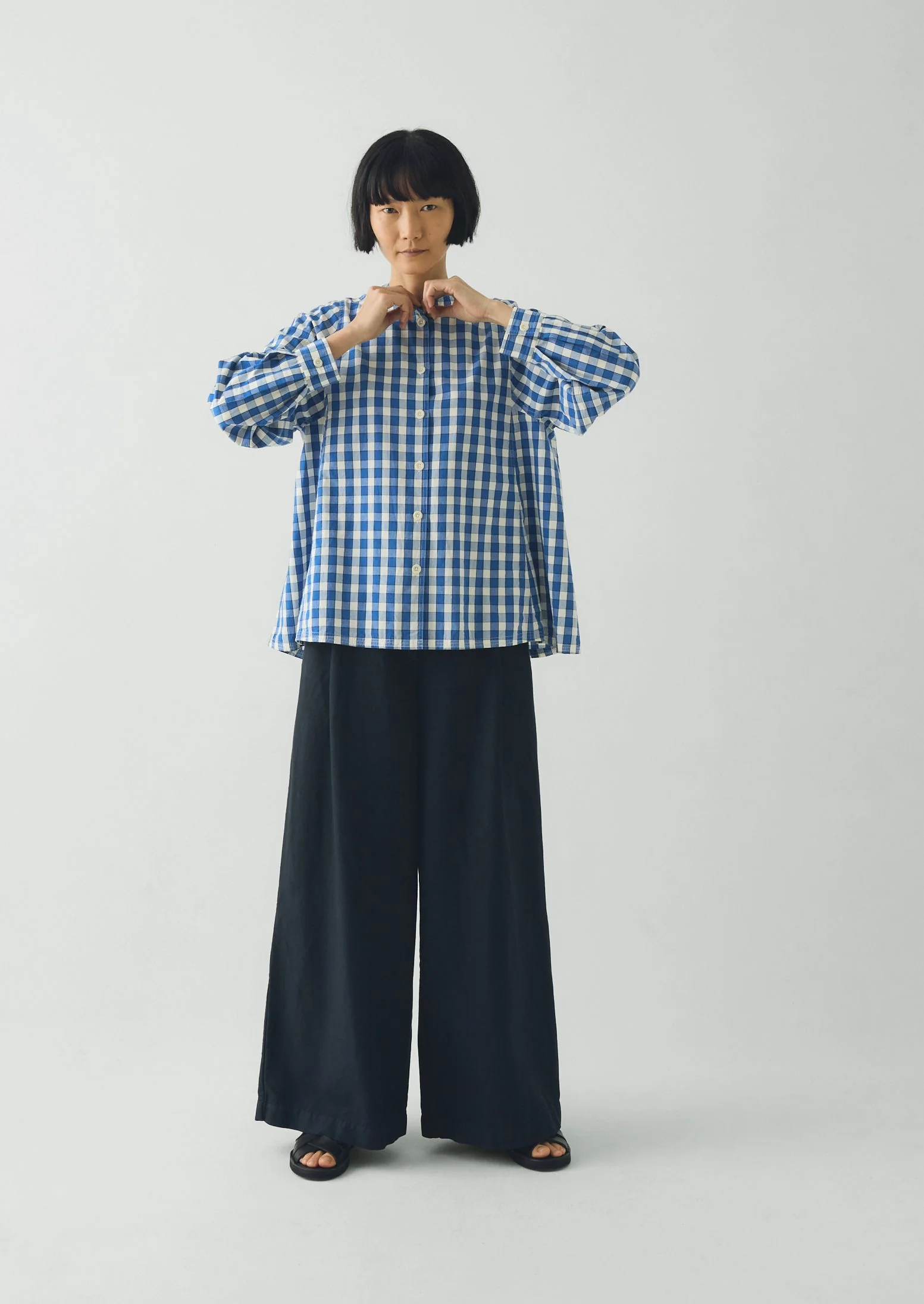 Alfresco Gingham Cotton Shirt | Pacific Blue - Image 3