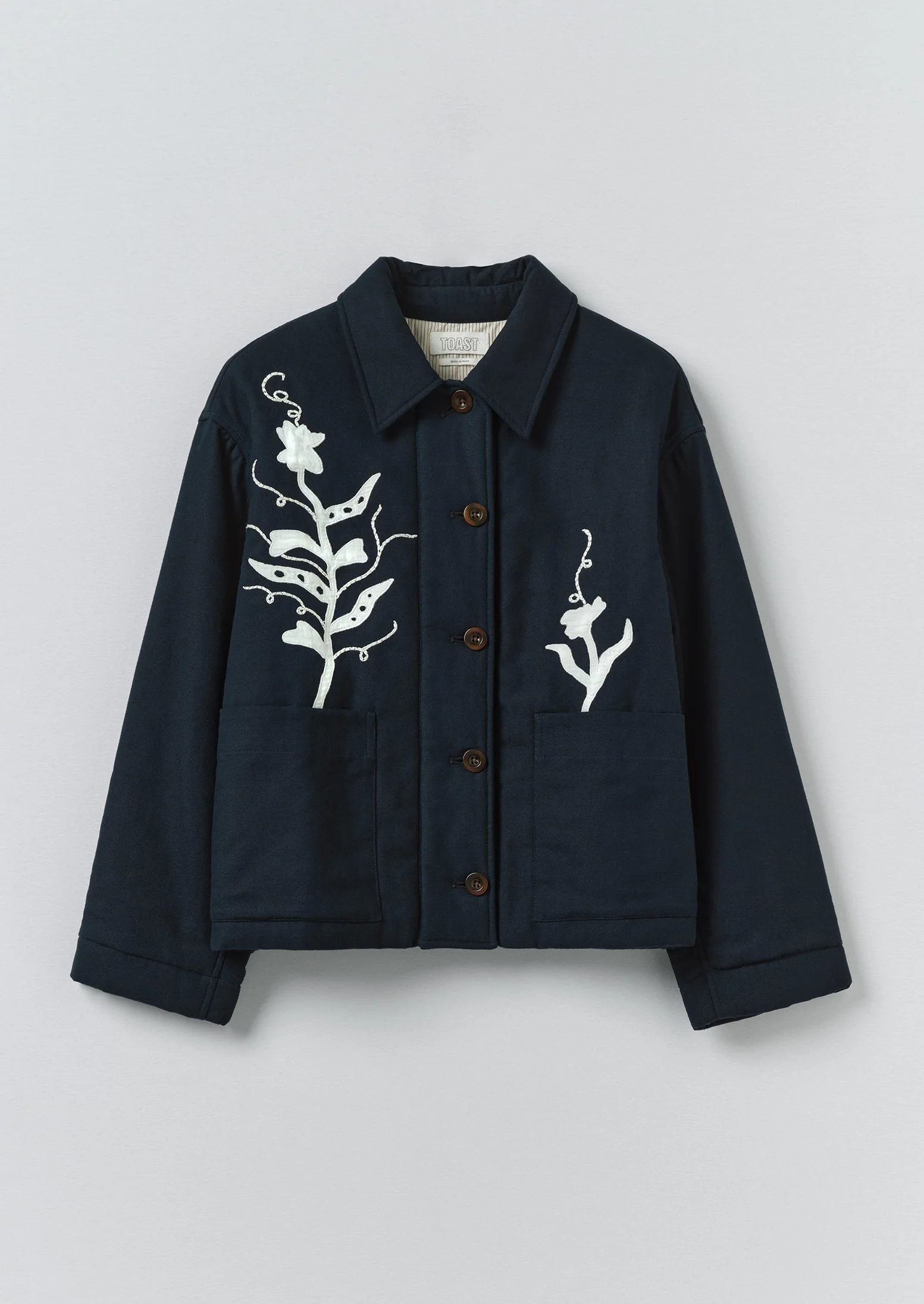 Applique Pea Shoot Jacket | Dark Denim