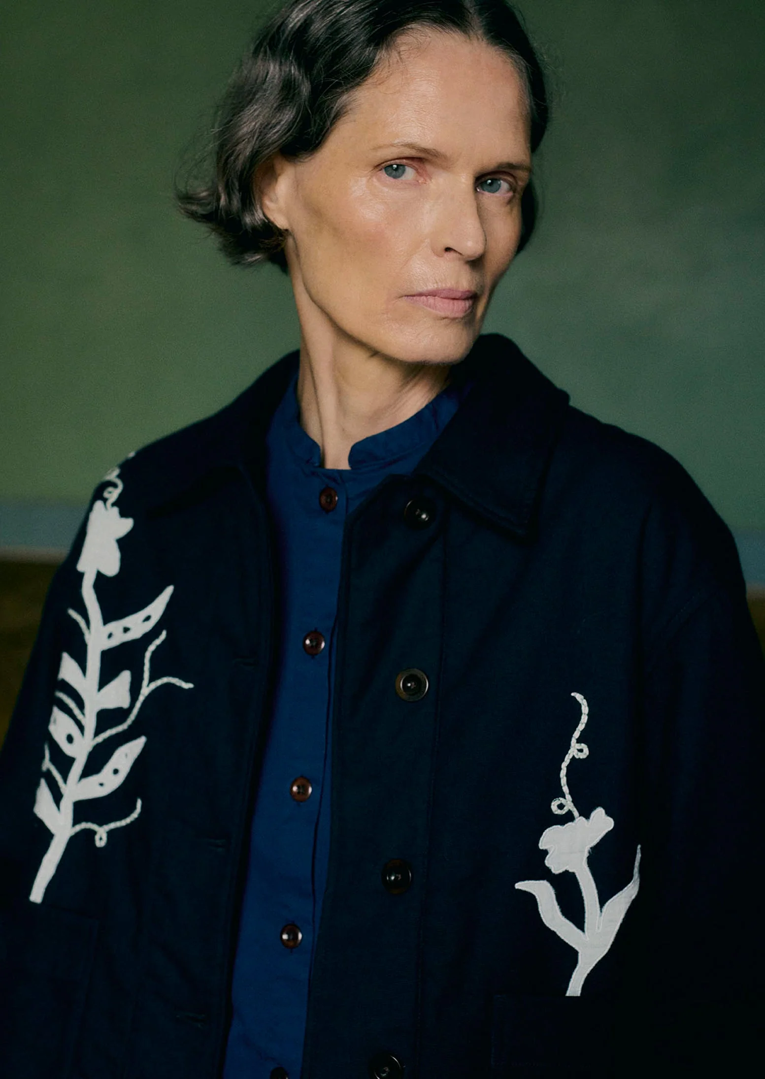 Applique Pea Shoot Jacket | Dark Denim - Image 2