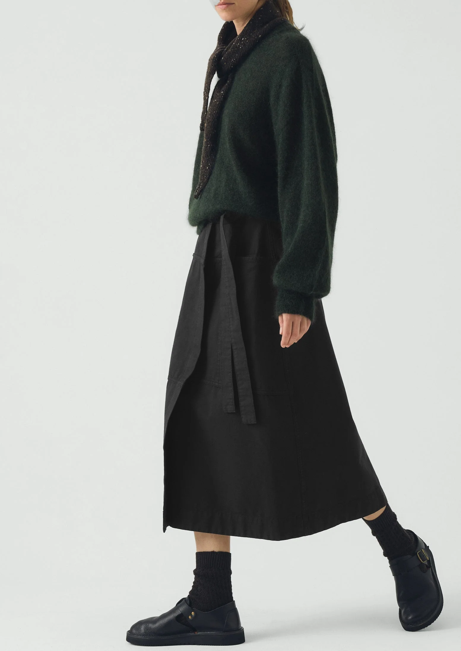 Apron Wrap Cotton Canvas Skirt | Slate - Image 2