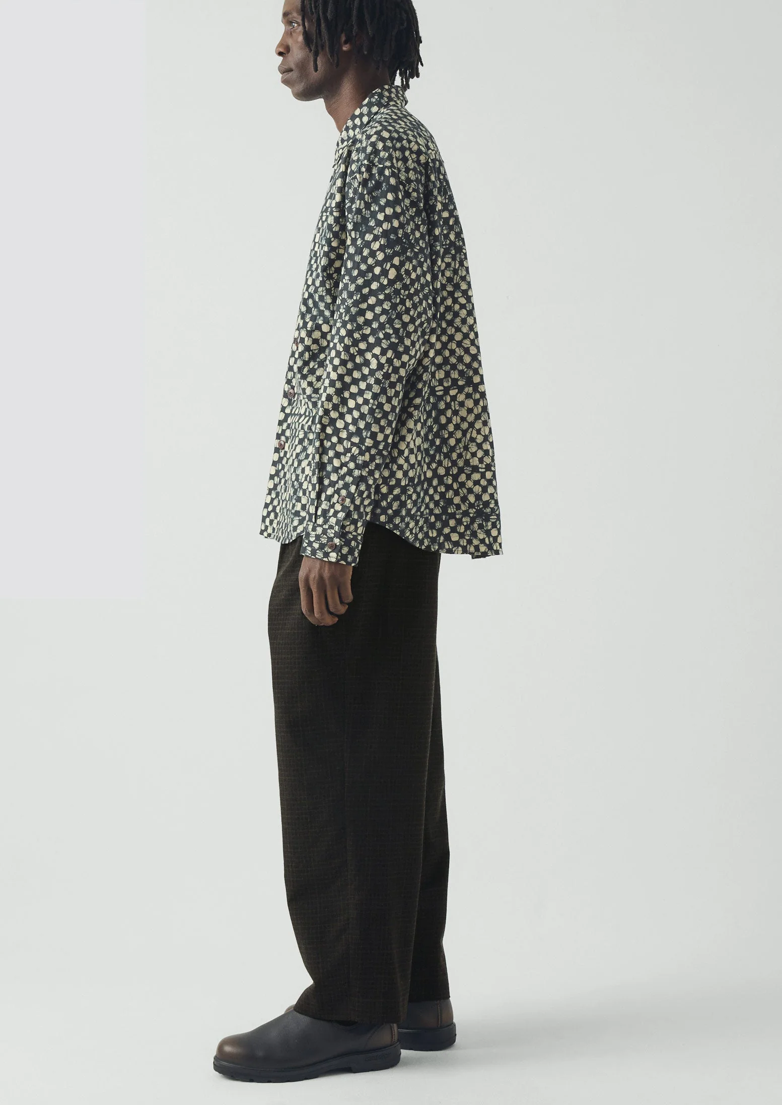 Bill Sketch Check Cotton Wool Pants | Slate - Image 3