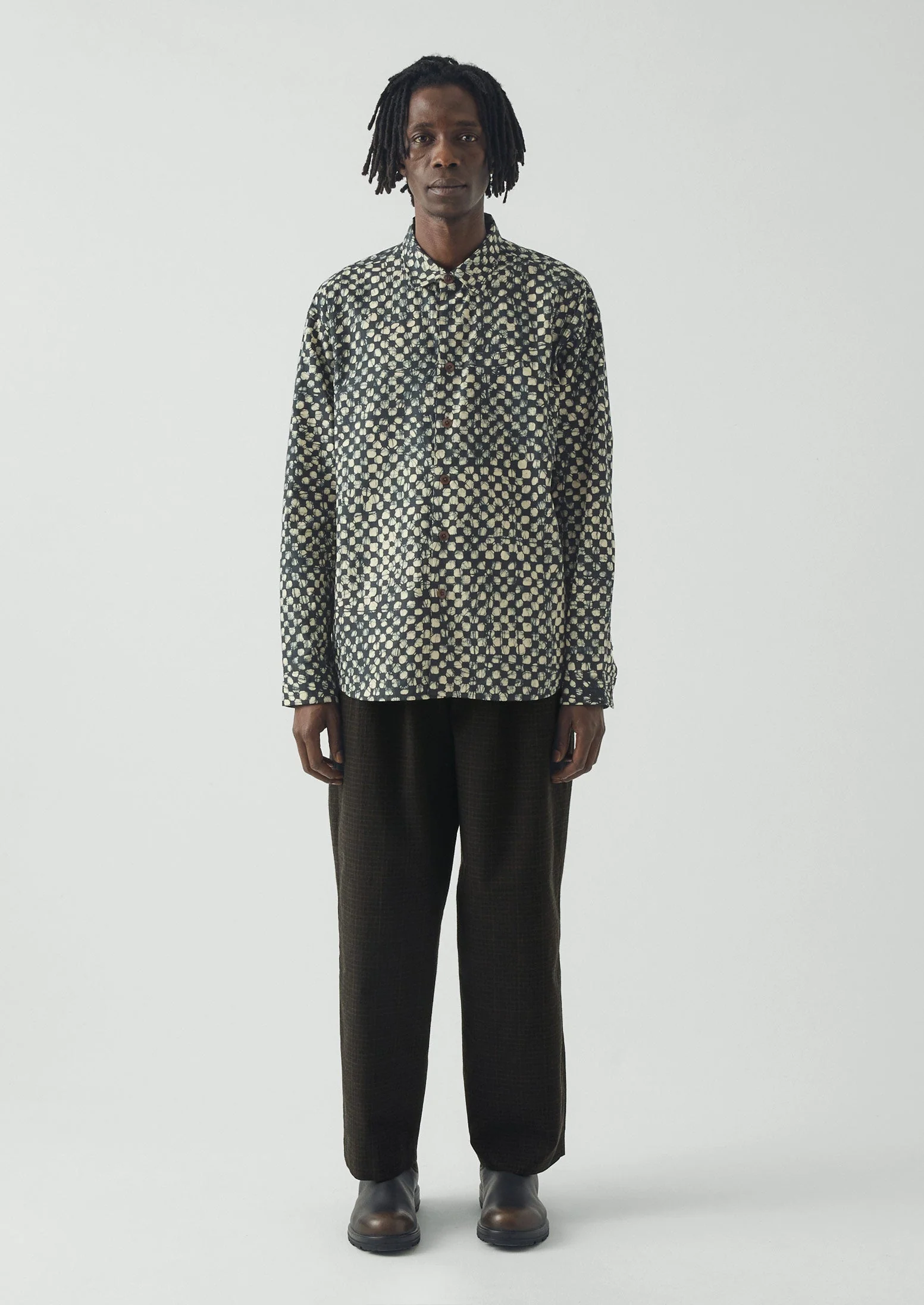Bill Sketch Check Cotton Wool Pants | Slate - Image 4