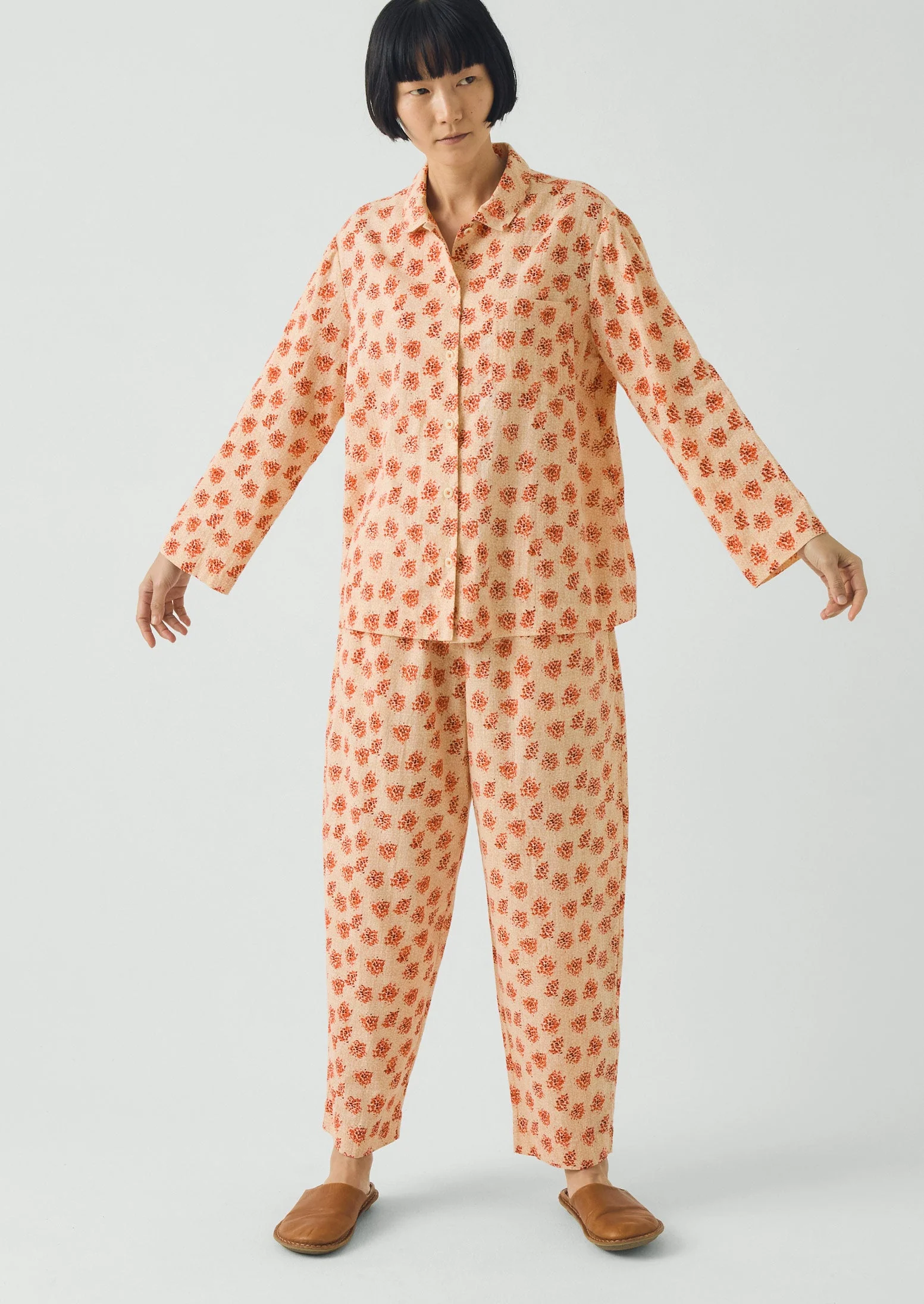 Bloom Print Cotton Pajamas | Sand/Multi - Image 2
