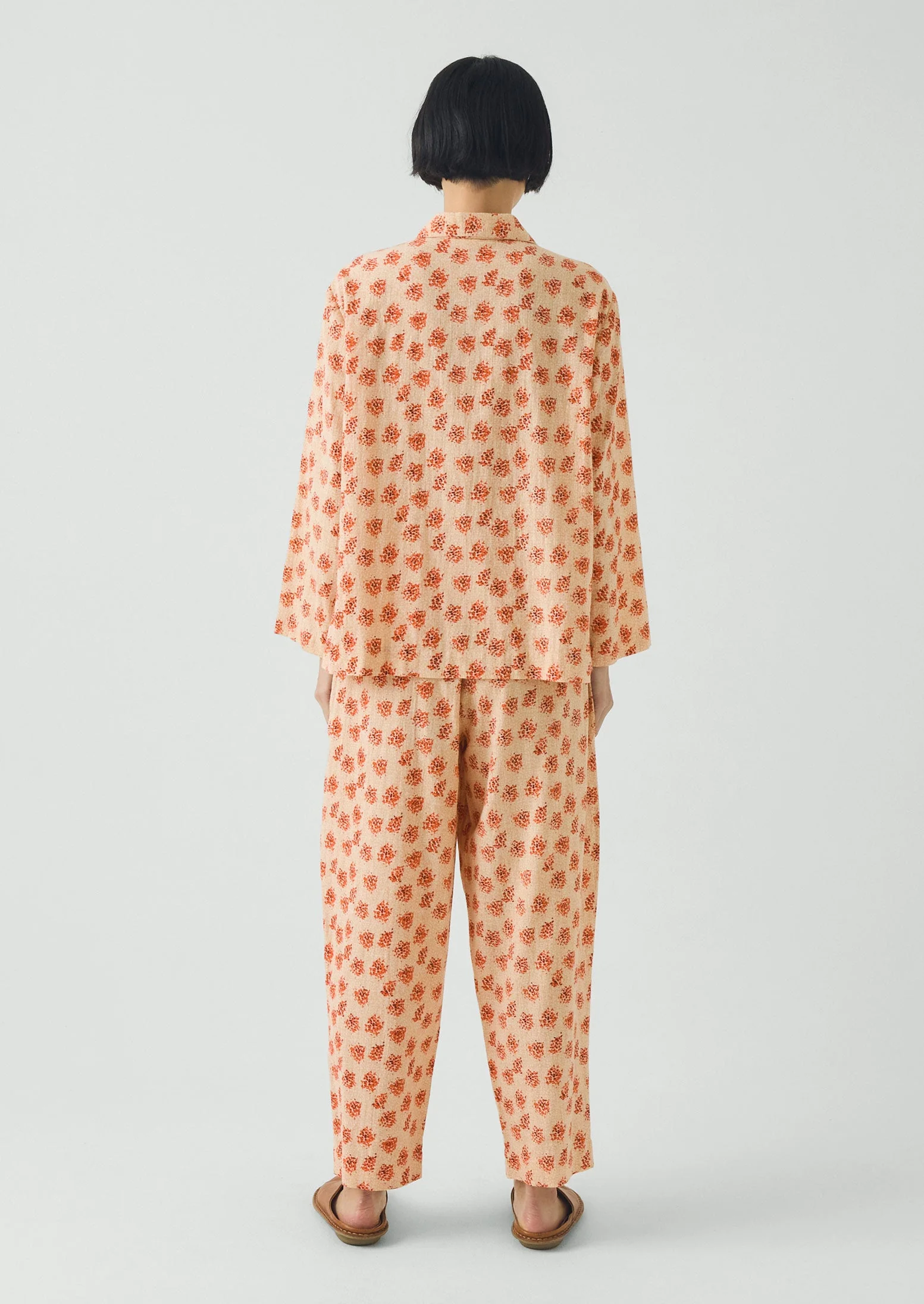 Bloom Print Cotton Pajamas | Sand/Multi - Image 4