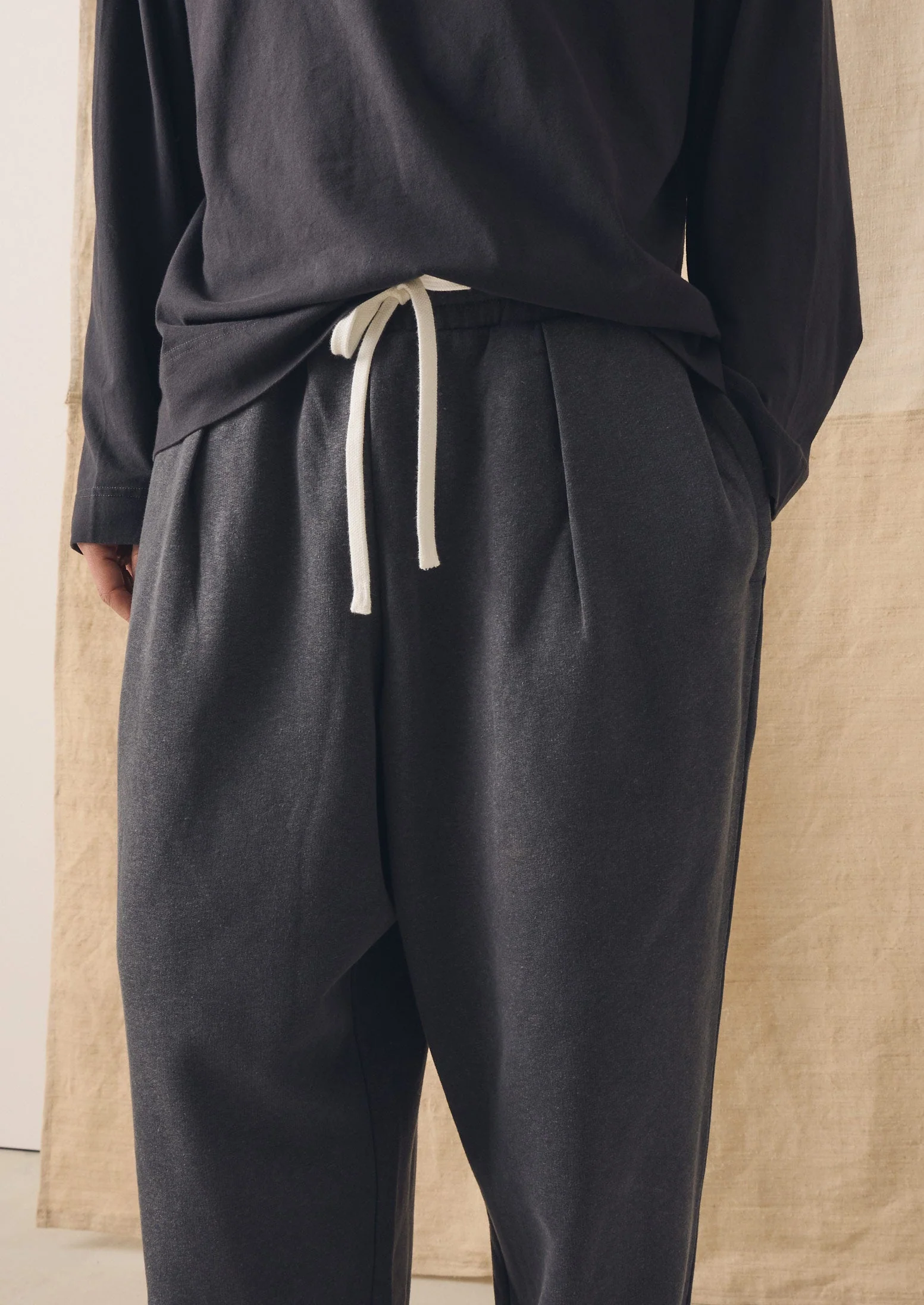 Brushed Cotton Hemp Lounge Pants | Charcoal - Image 5