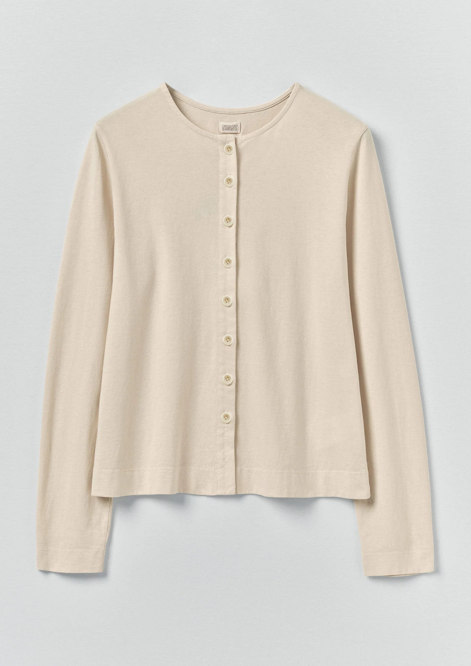 Button Through Cotton Jersey Tee | Egret