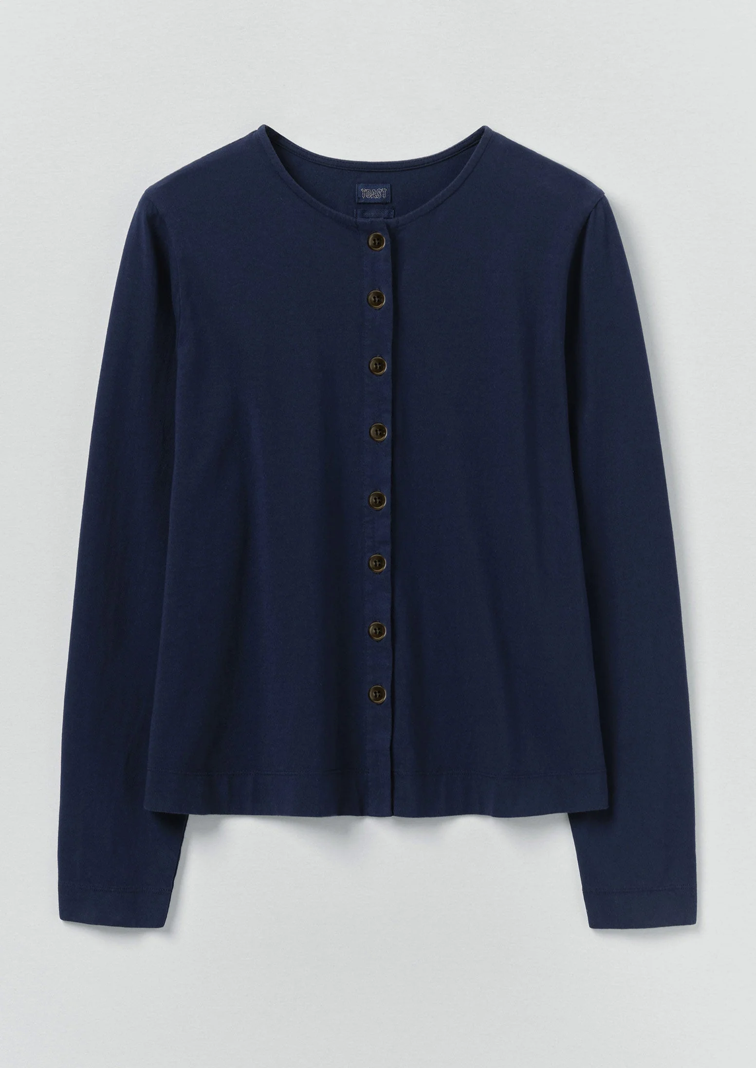 Button Through Cotton Jersey Tee | Indigo Blue