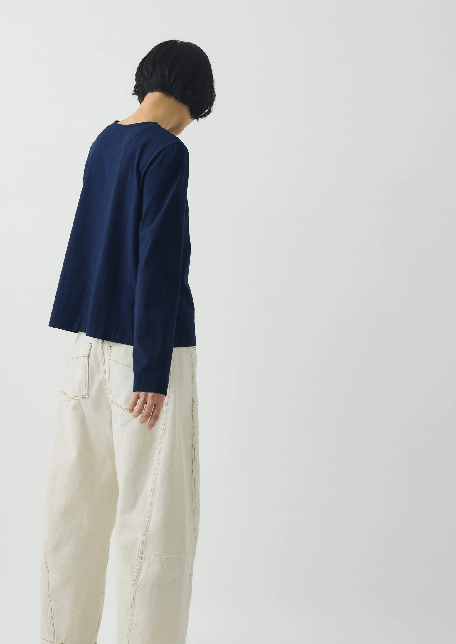 Button Through Cotton Jersey Tee | Indigo Blue - Image 5