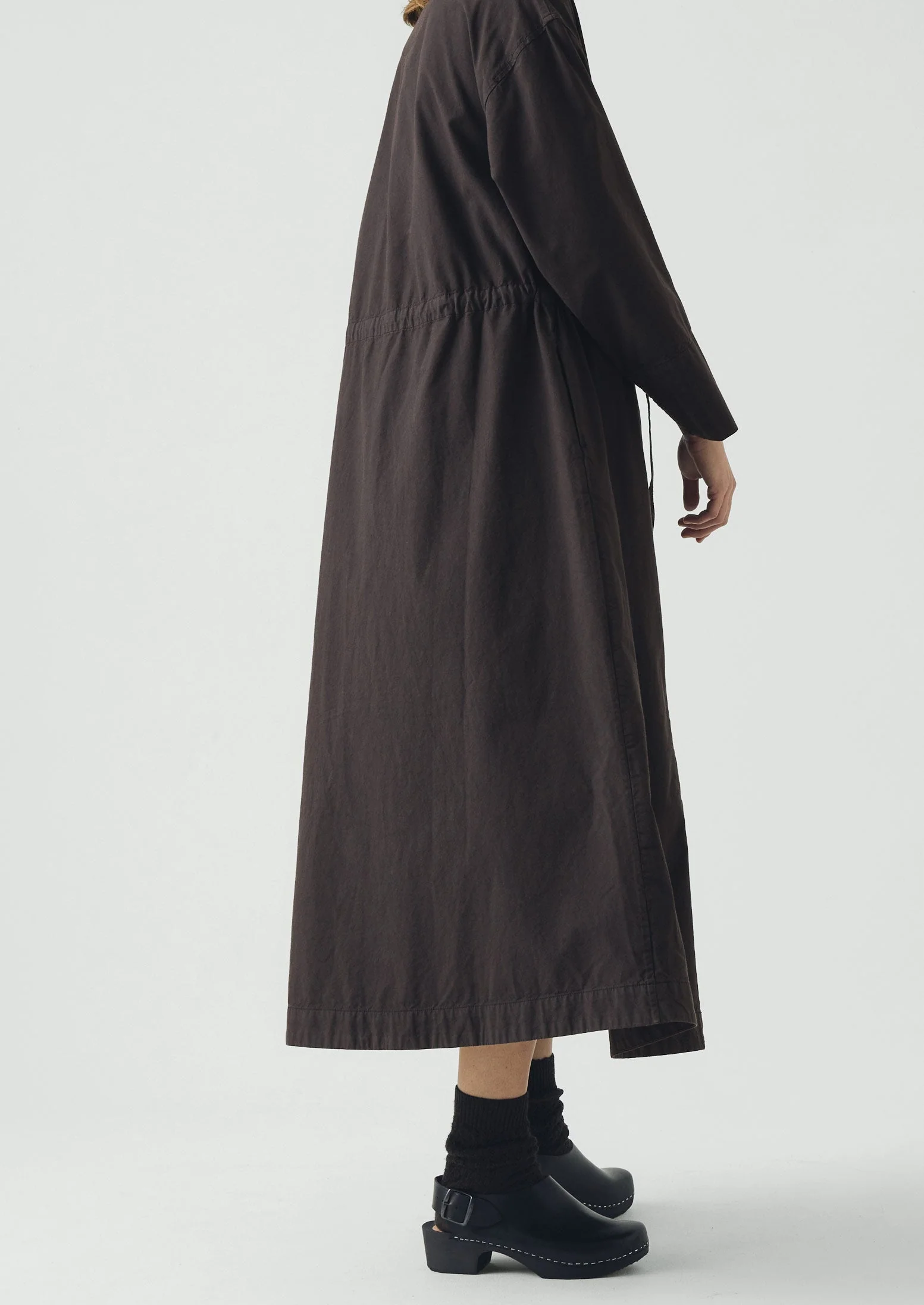 Button Through Cotton Linen Poplin Dress | Washed Black - Image 4