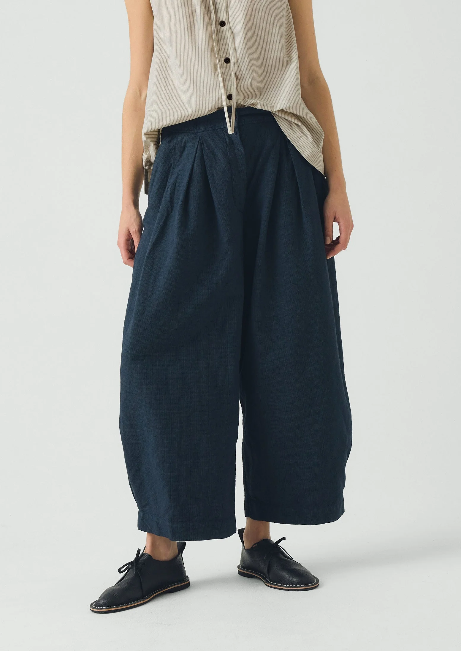 Carys Micro Houndstooth Wide Leg Pants | Steel Blue - Image 5