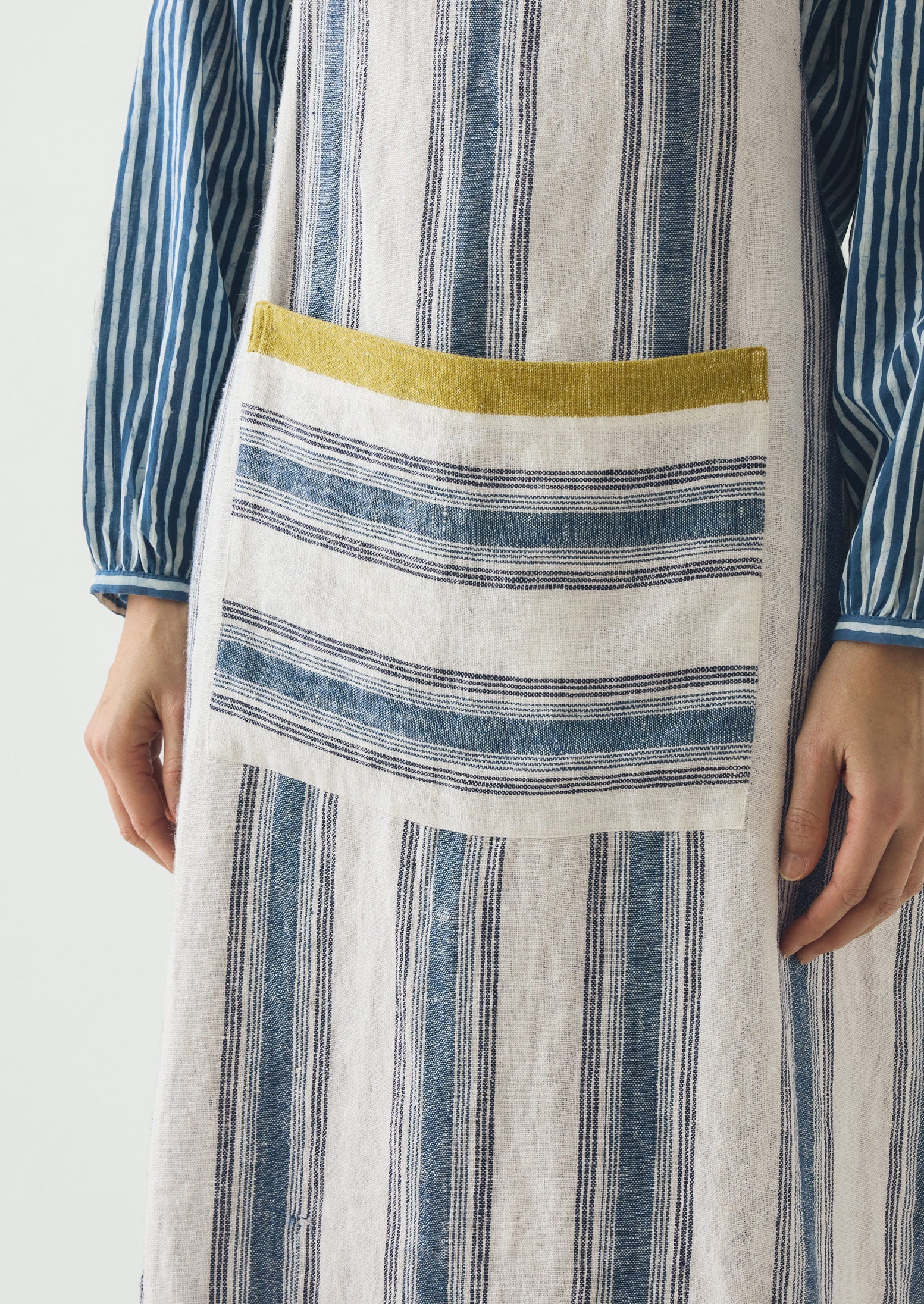 Chef Stripe Linen Apron | Ecru/Multi Blue - Image 7