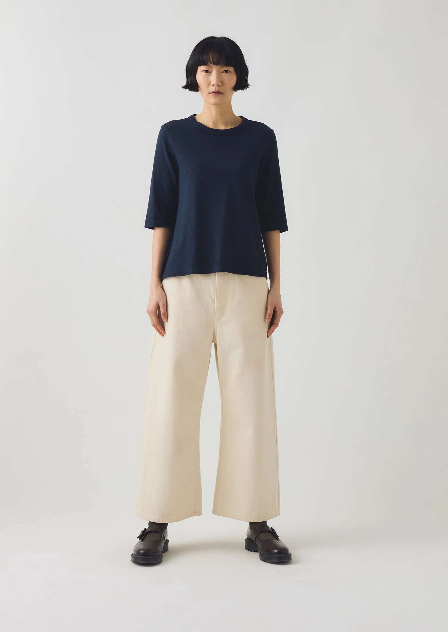Cleo Garment Dyed Organic Cotton Tee | Indigo - Image 2
