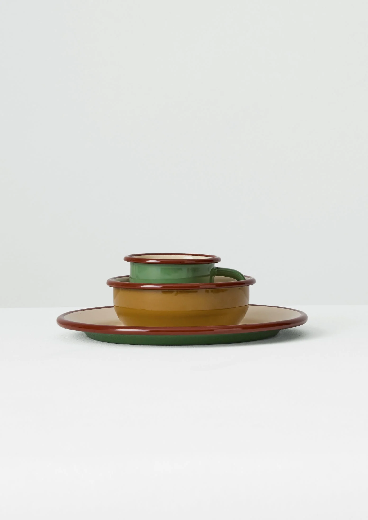 Contrast Rim Enamel Dinner Plate | Mint/Chestnut - Image 6