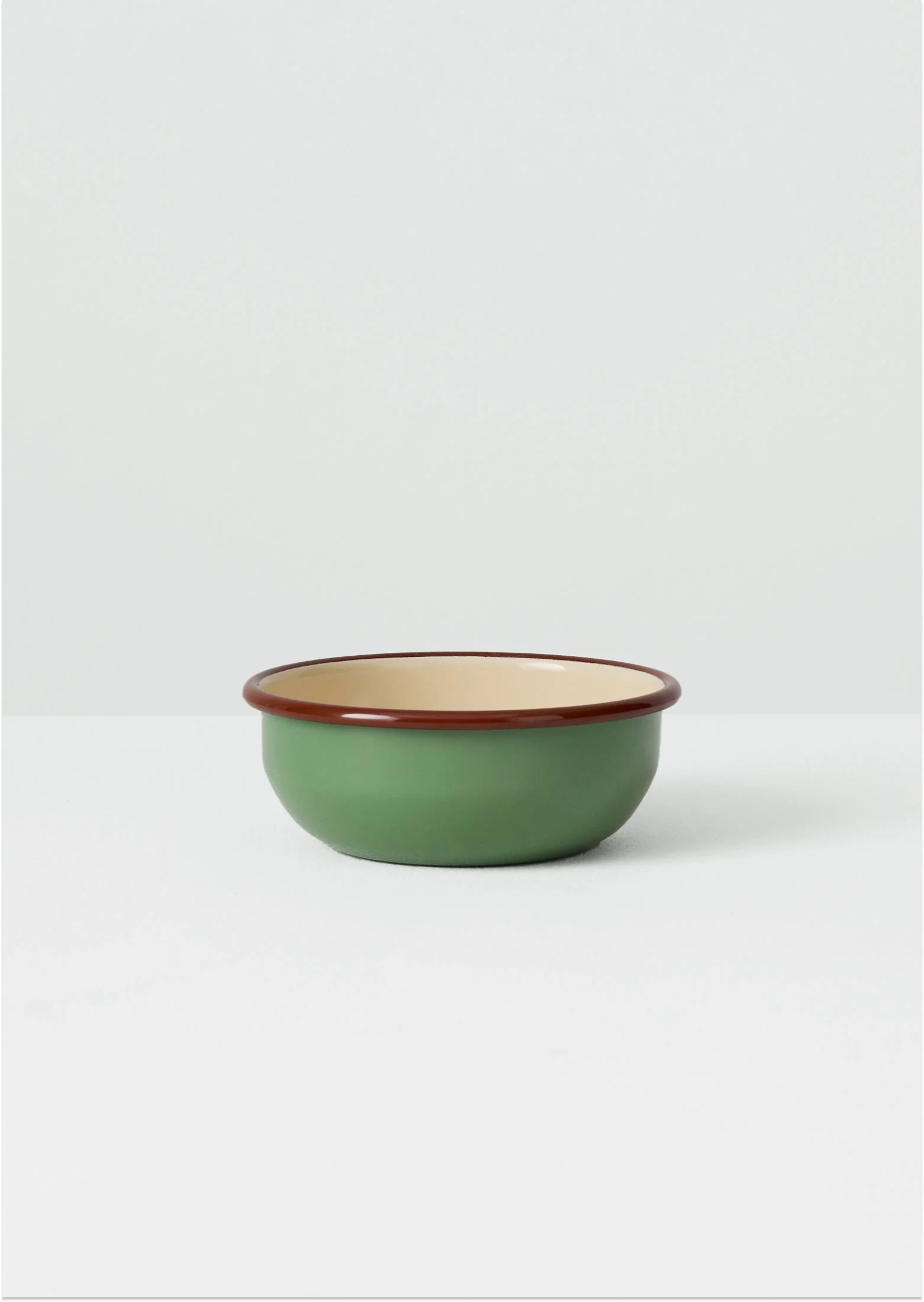 Contrast Rim Enamel Picnic Bowl | Mint/Chestnut