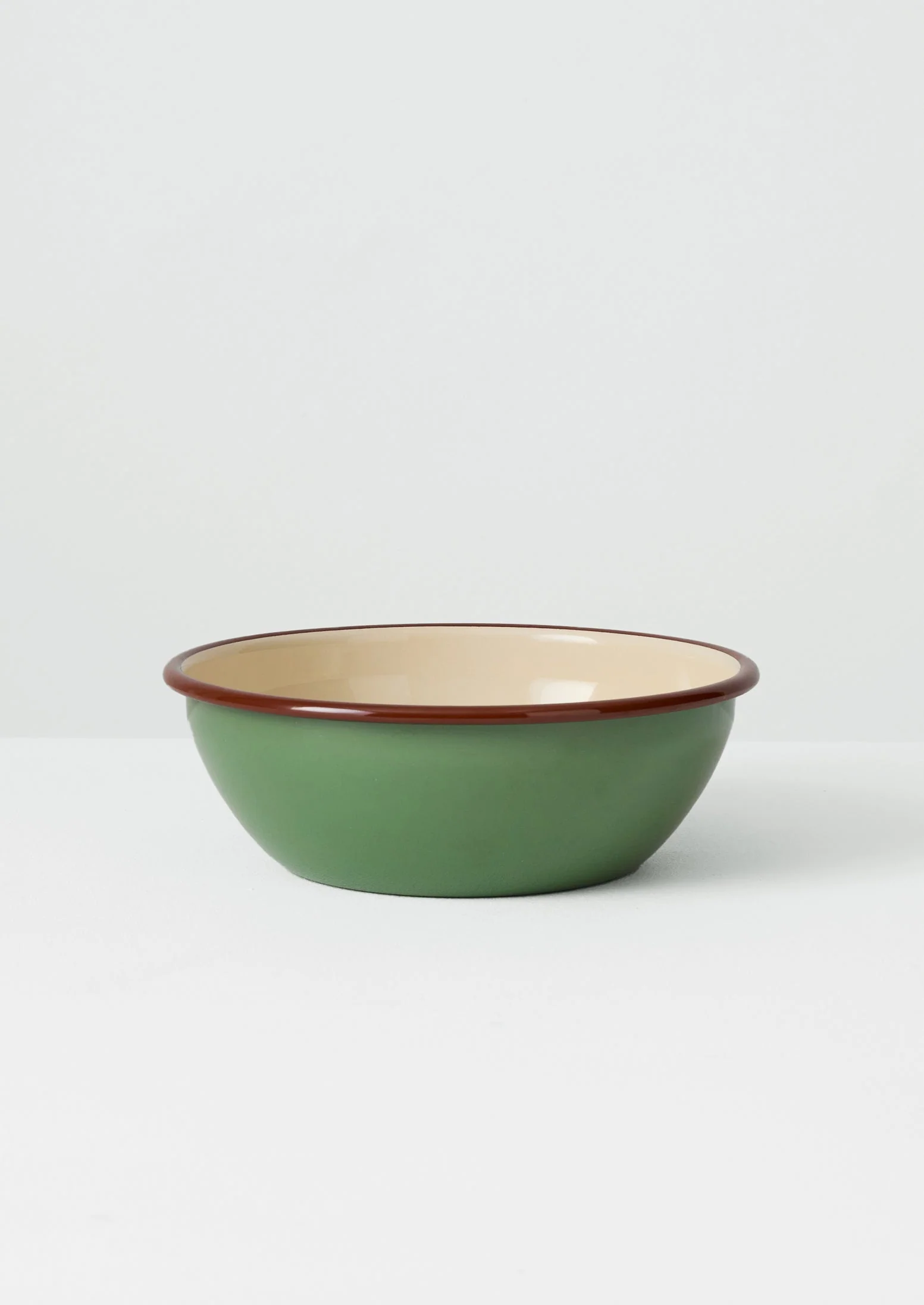 Contrast Rim Enamel Salad Bowl | Mint/Chestnut