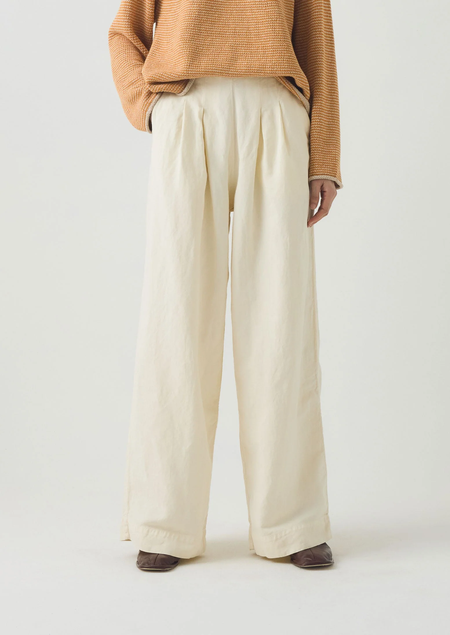 Corinne Cotton Linen Wide Leg Pants | Parchment - Image 2
