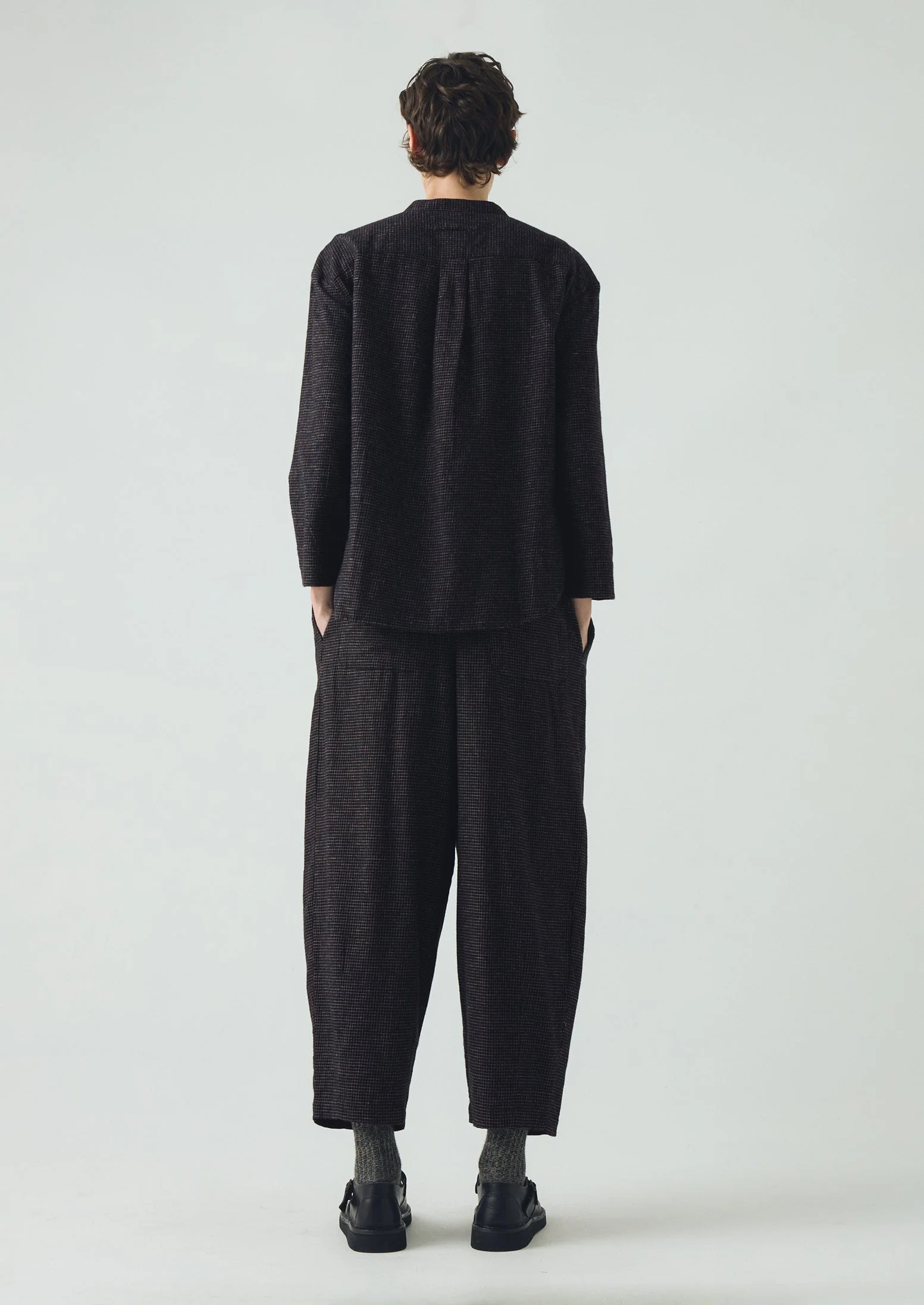 Cotton Cashmere Check Shirt | Black/Ecru - Image 5