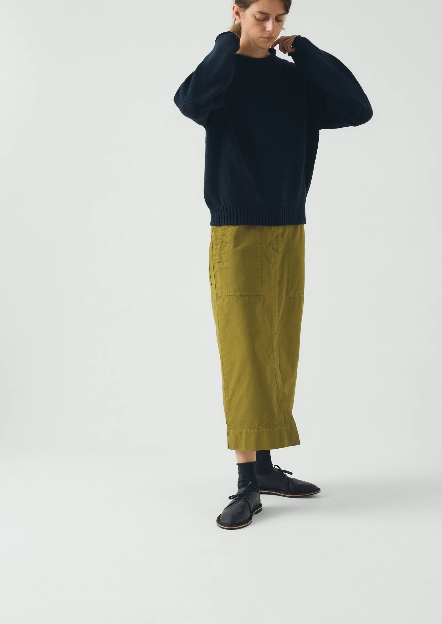 Cotton High Neck Sweater | Dark Navy - Image 4