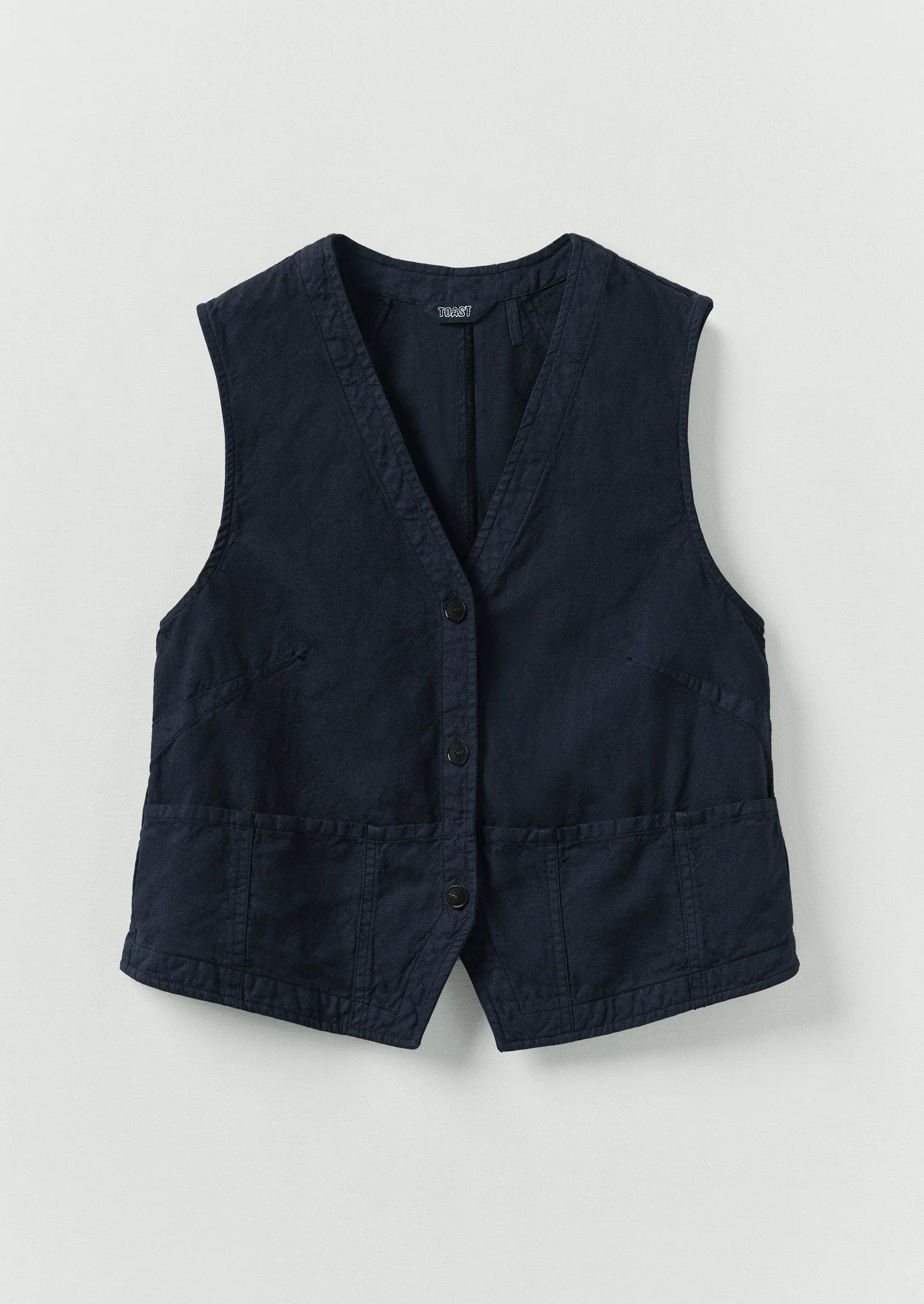 Cotton Linen Canvas Waistcoat Top | Anthracite
