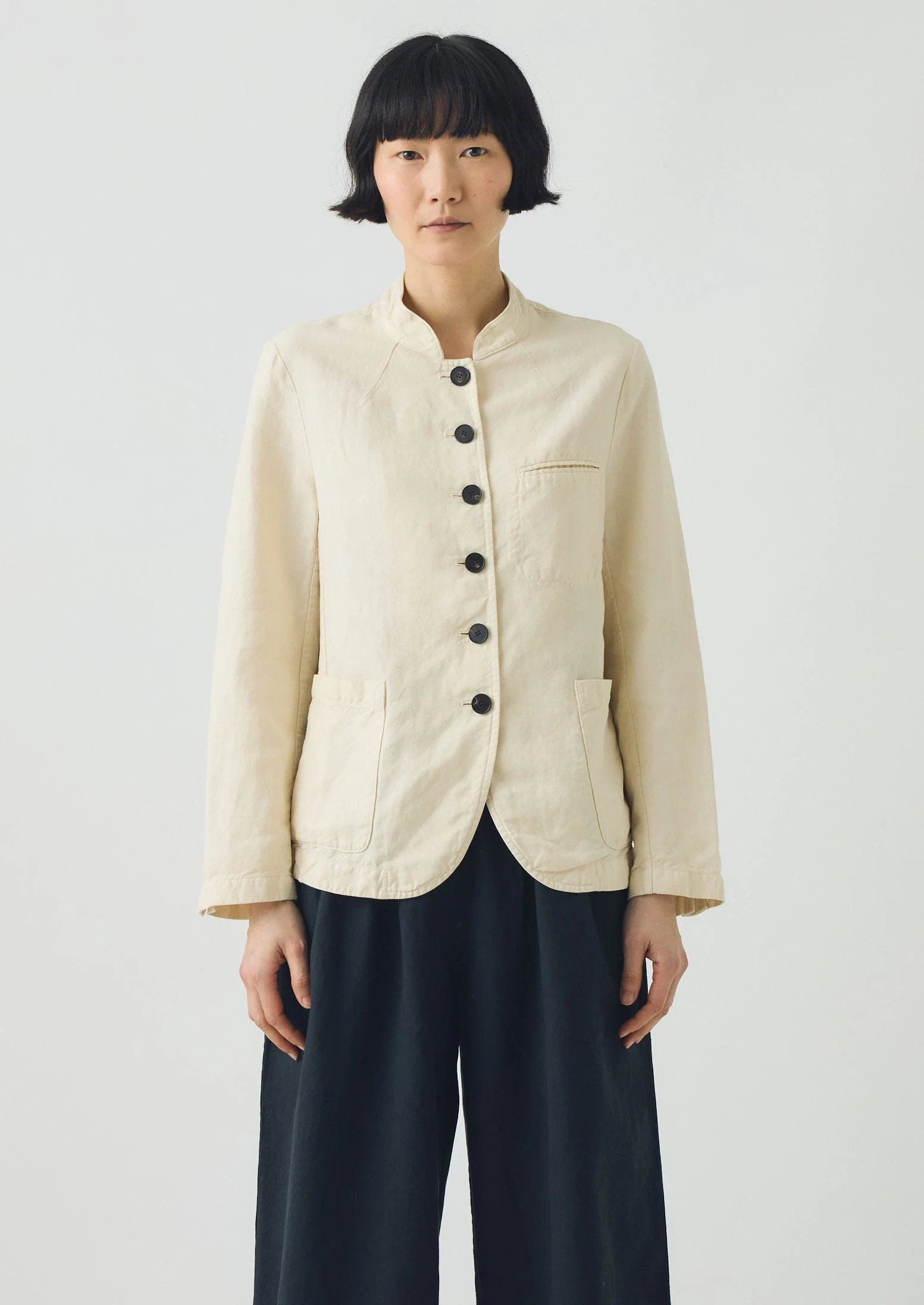Cotton Linen Neat Jacket | Parchment - Image 5