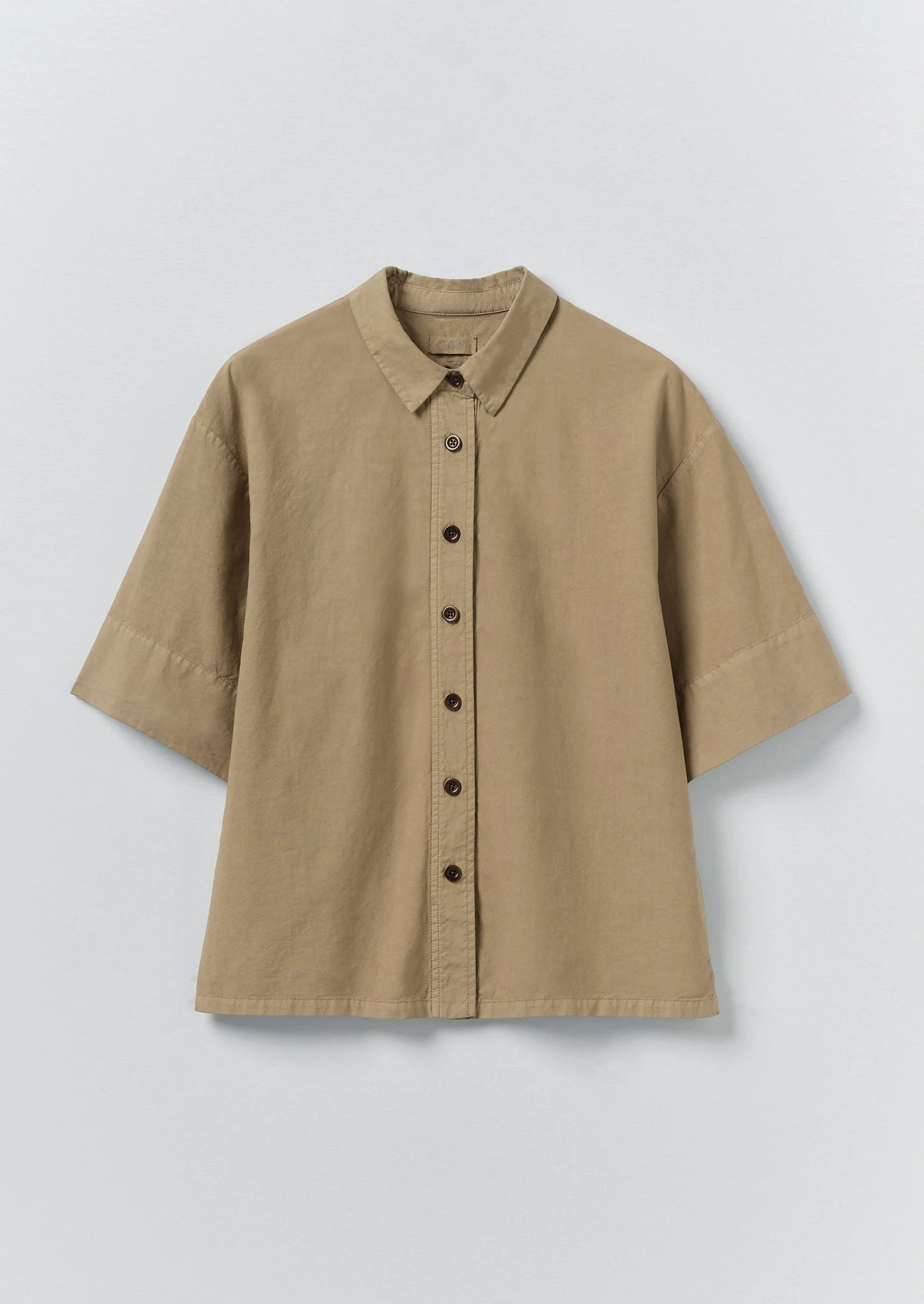 Cotton Linen Poplin Shirt | Ash Brown