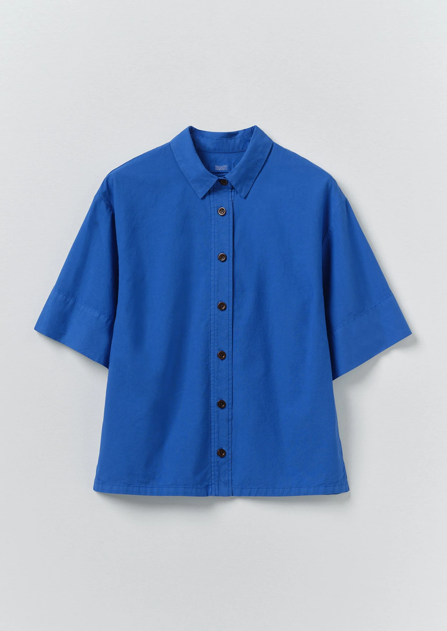 Cotton Linen Poplin Shirt | Enamel Blue