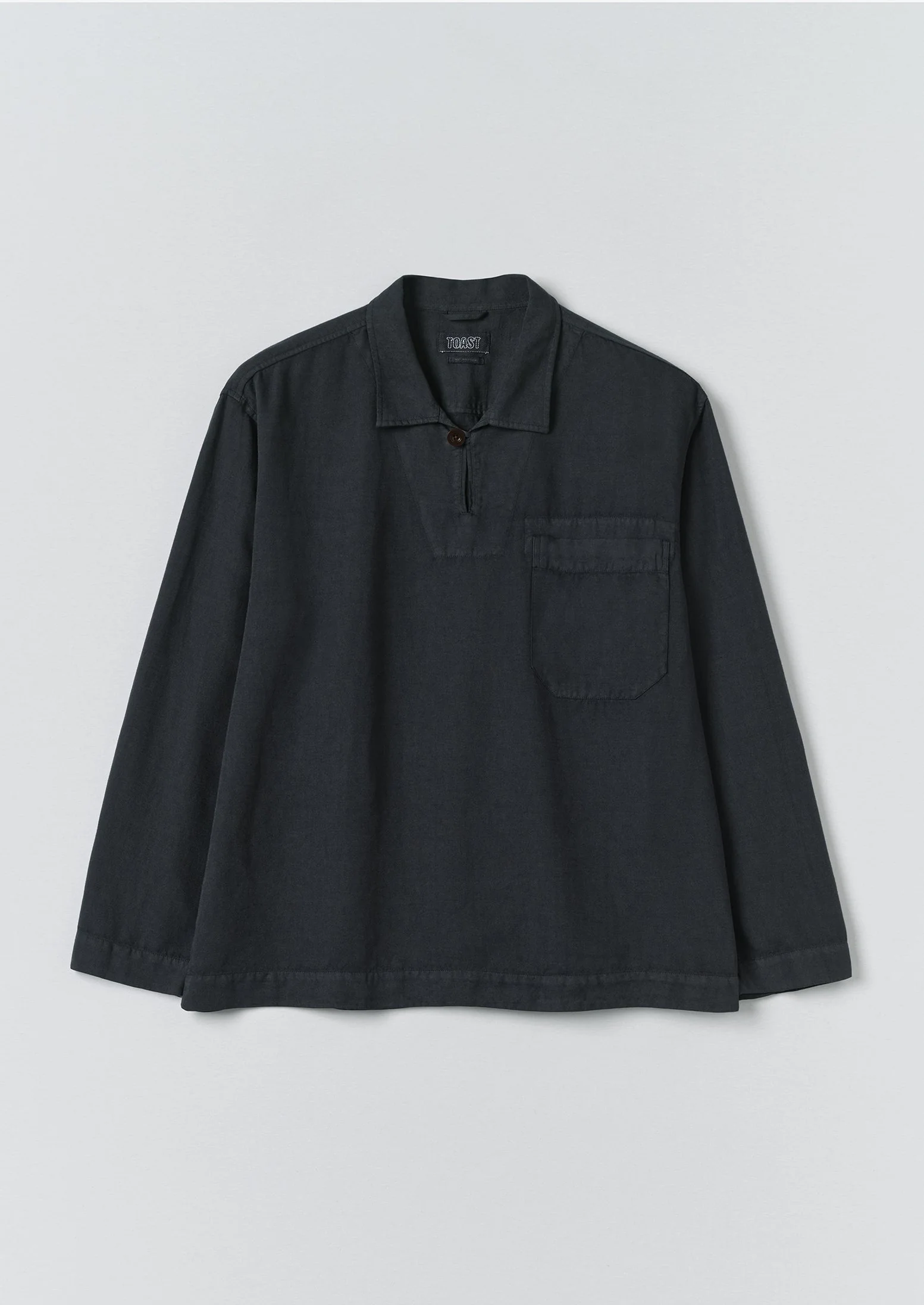 Cotton Linen Pull Over Shirt | Washed Black