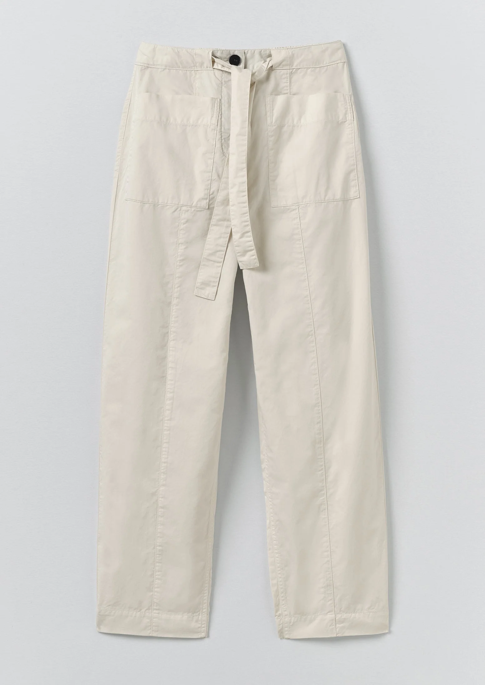 Cotton Twill Belted Pants | Pebble