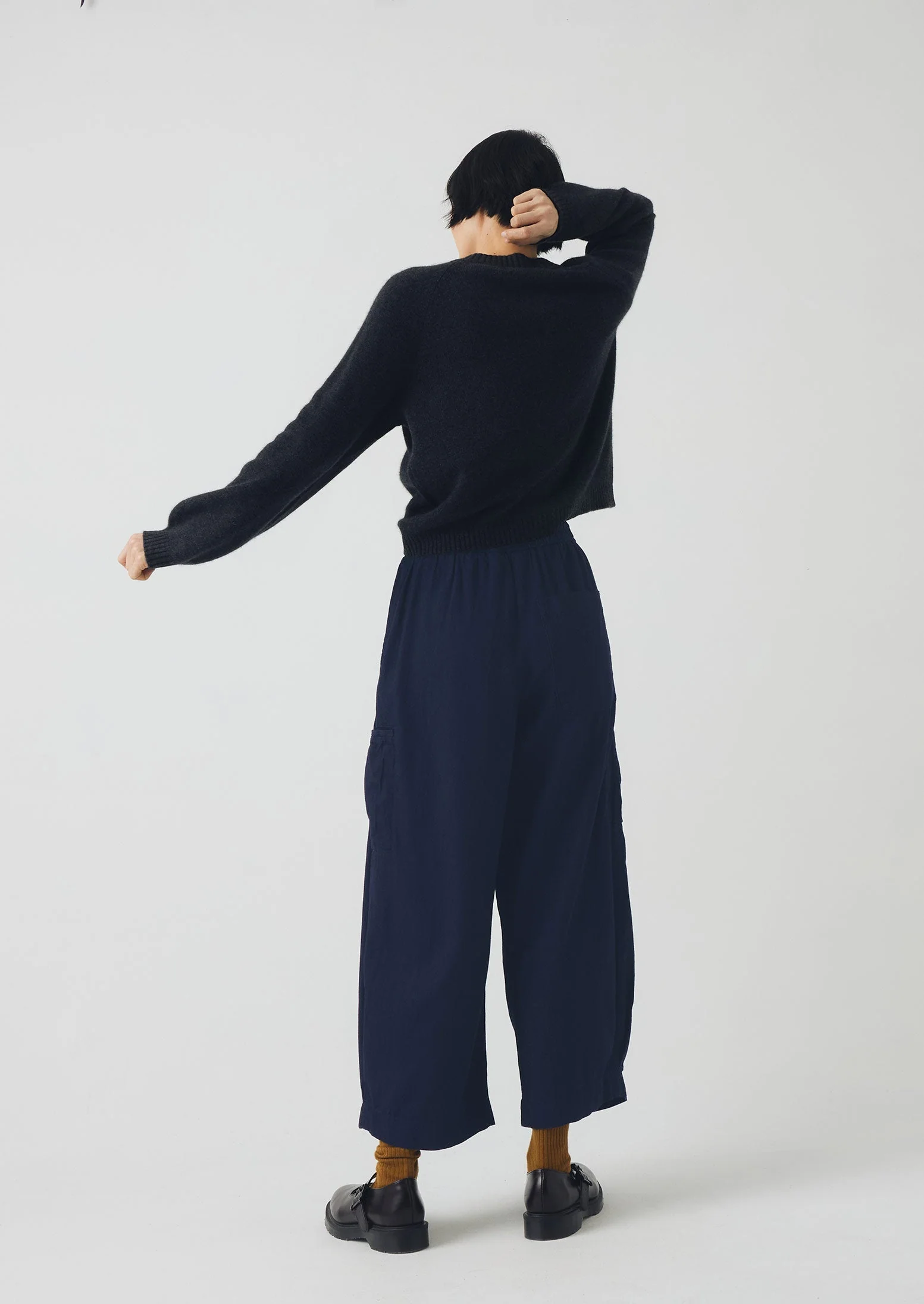 Cotton Twill Wide Leg Pants | Indigo - Image 3