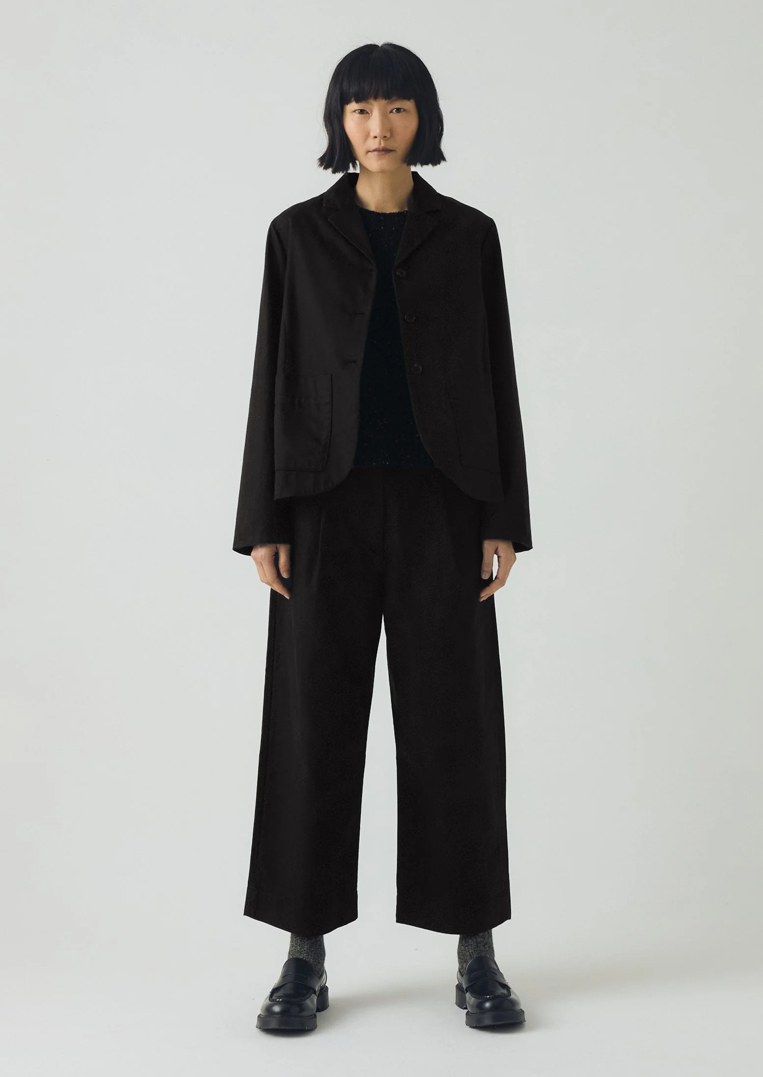 Cotton Wool Herringbone Jacket | Black - Image 5