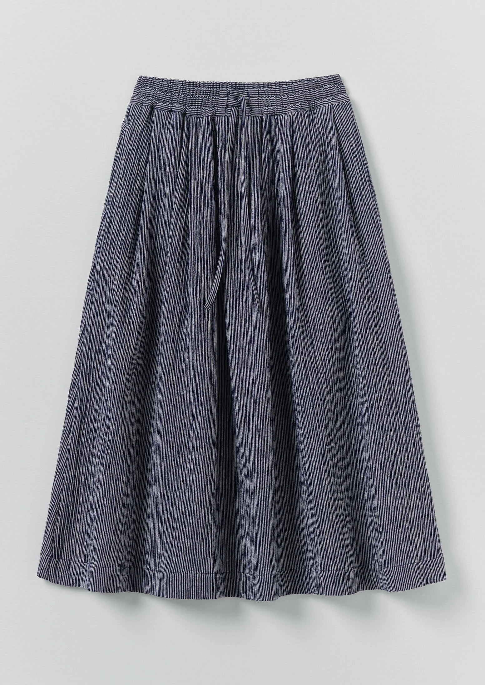Crinkle Cotton Skirt | Dark Blue/White