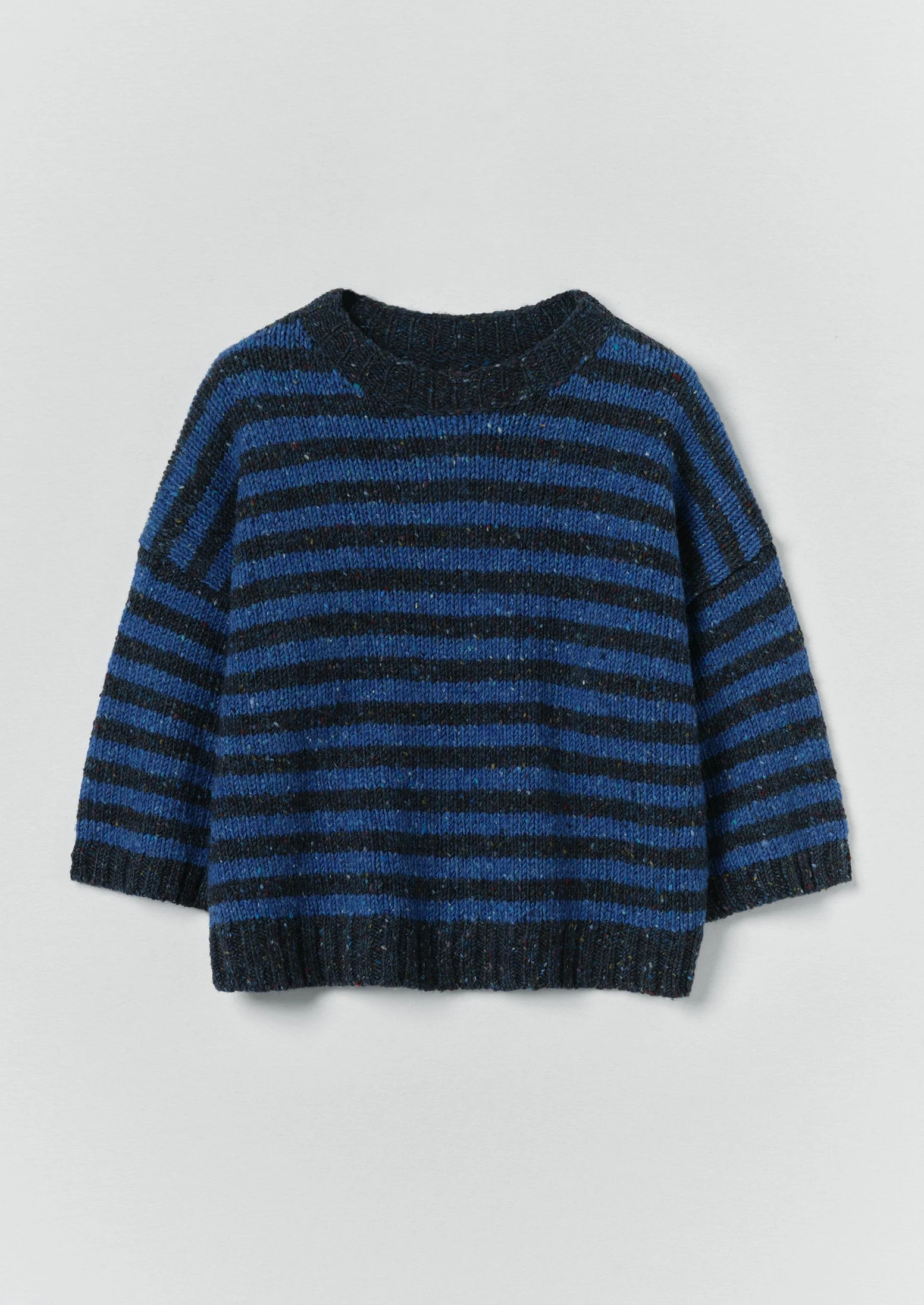 Donegal Stripe Short Sleeve Sweater | Midnight/Neptune Blue