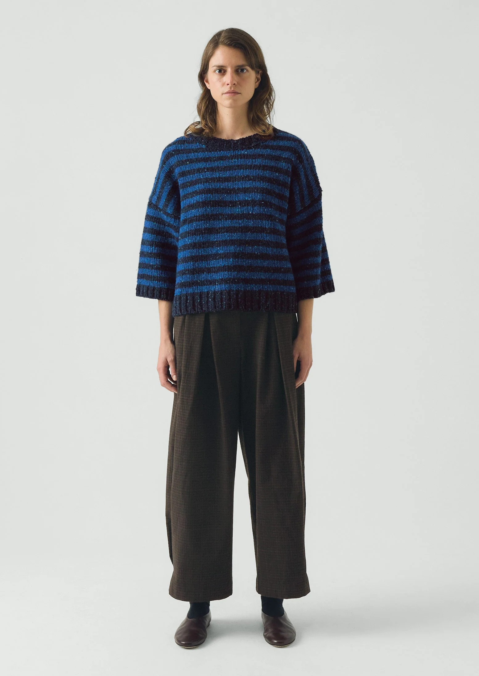 Donegal Stripe Short Sleeve Sweater | Midnight/Neptune Blue - Image 2