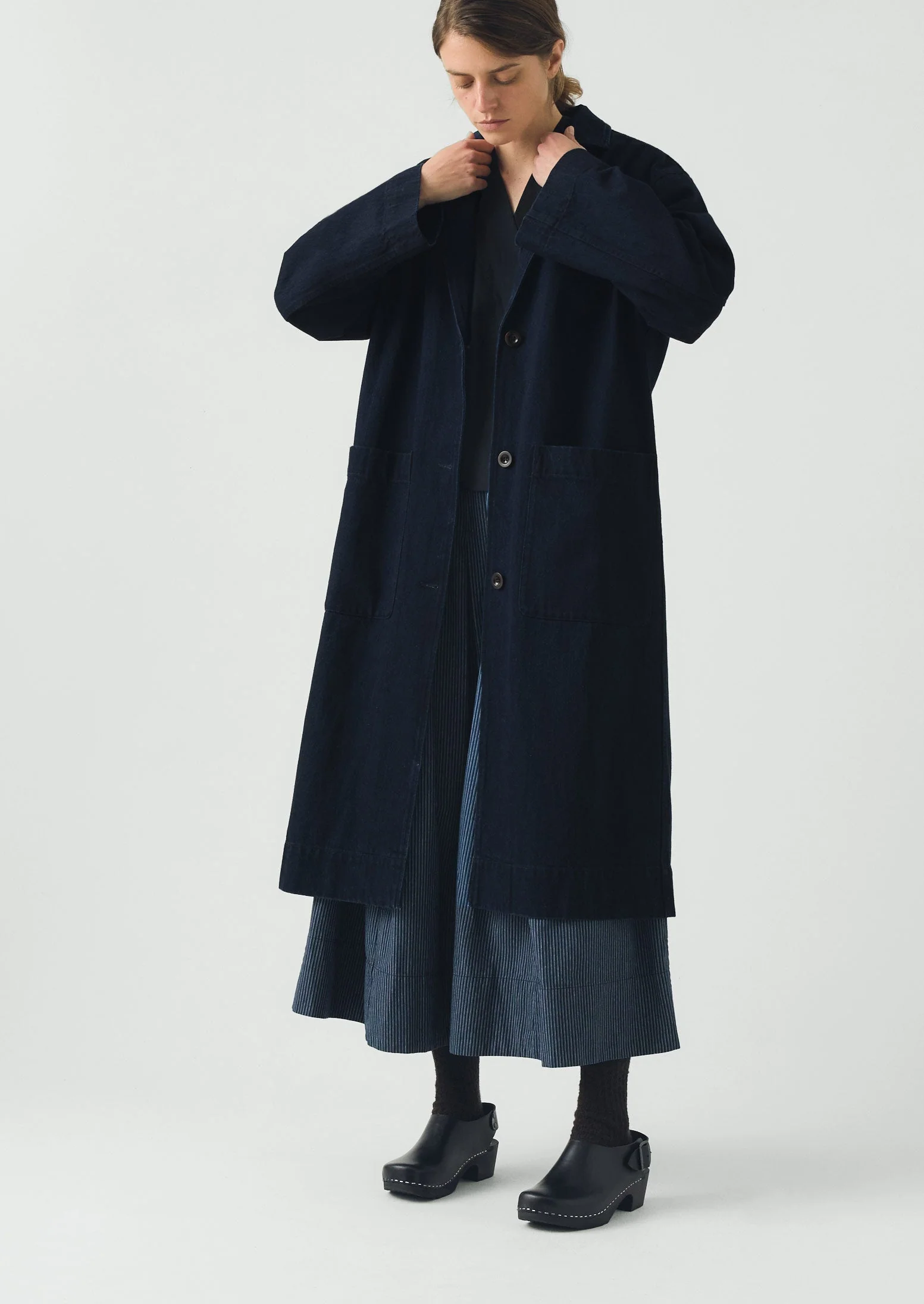 Dropped Shoulder Japanese Denim Coat | Indigo - Image 2