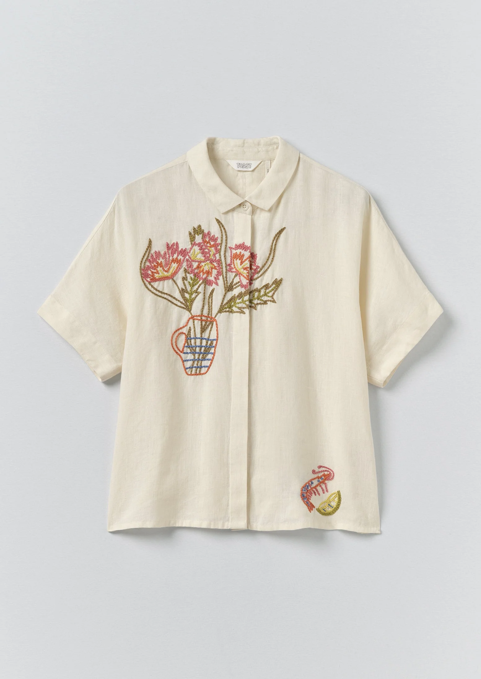 Embroidered Al Fresco Linen Shirt | Lemon Posset