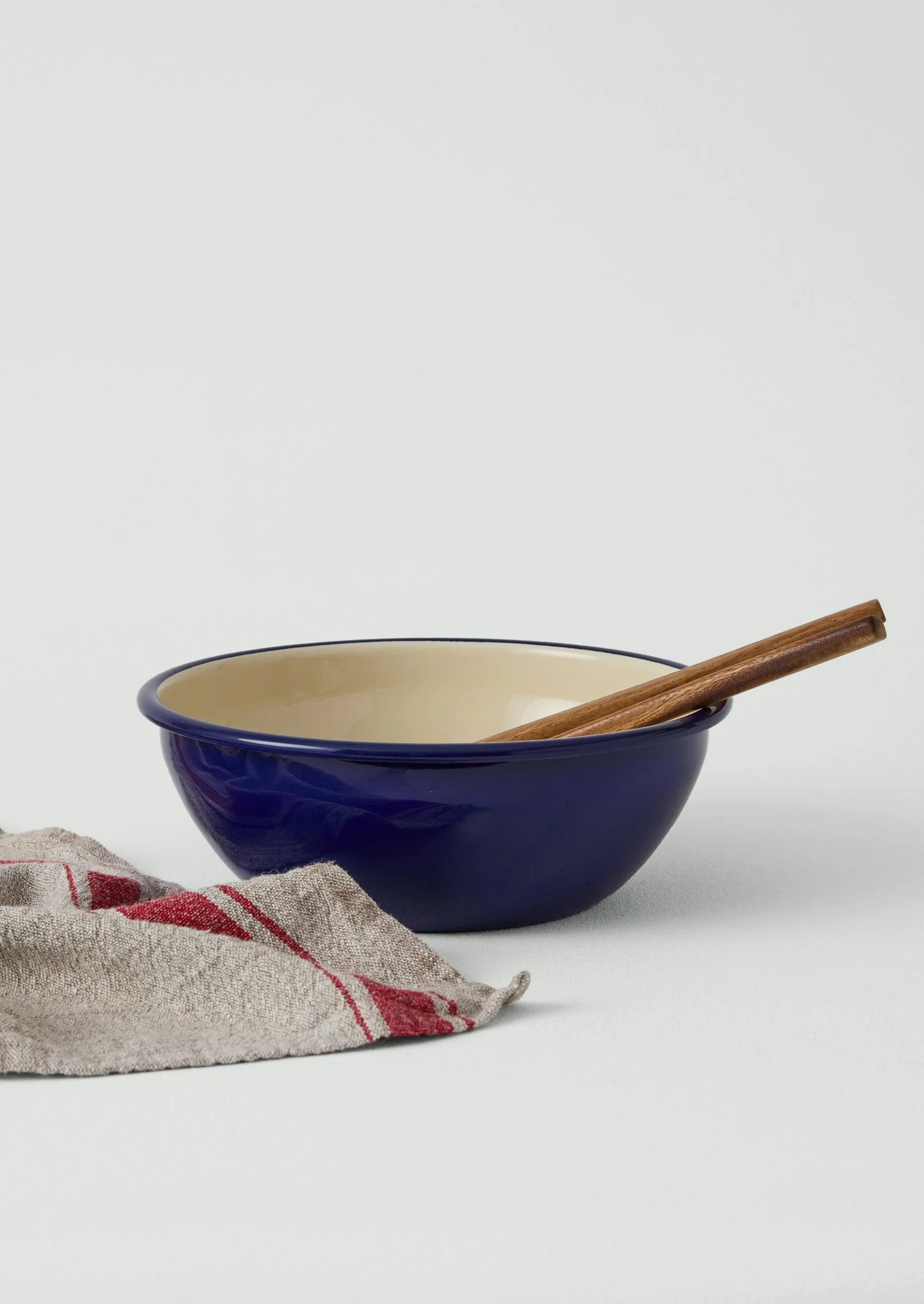 Enamel Salad Bowl | Cream/Blue - Image 2