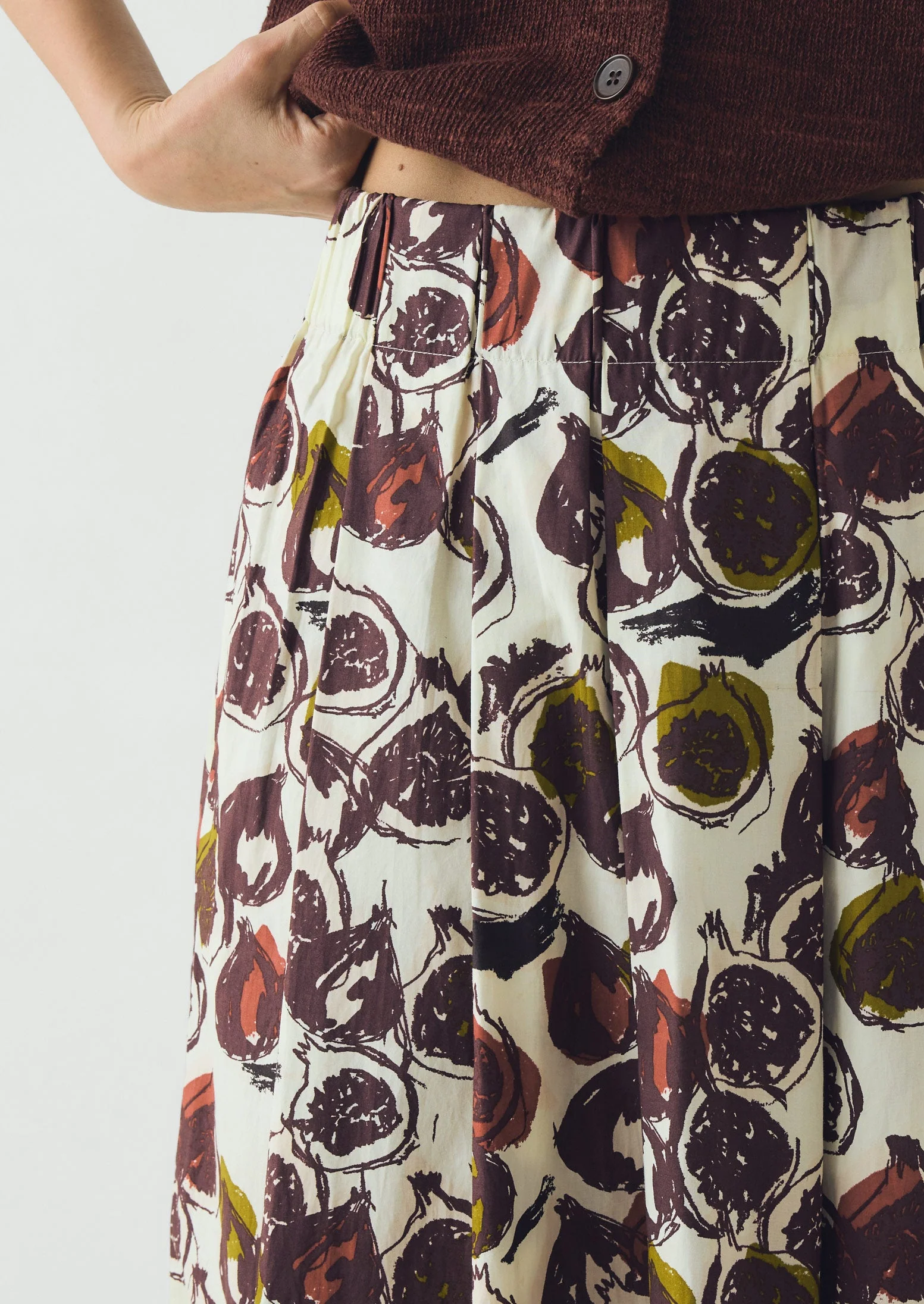 Fig Print Cotton Poplin Skirt | Chalk - Image 3