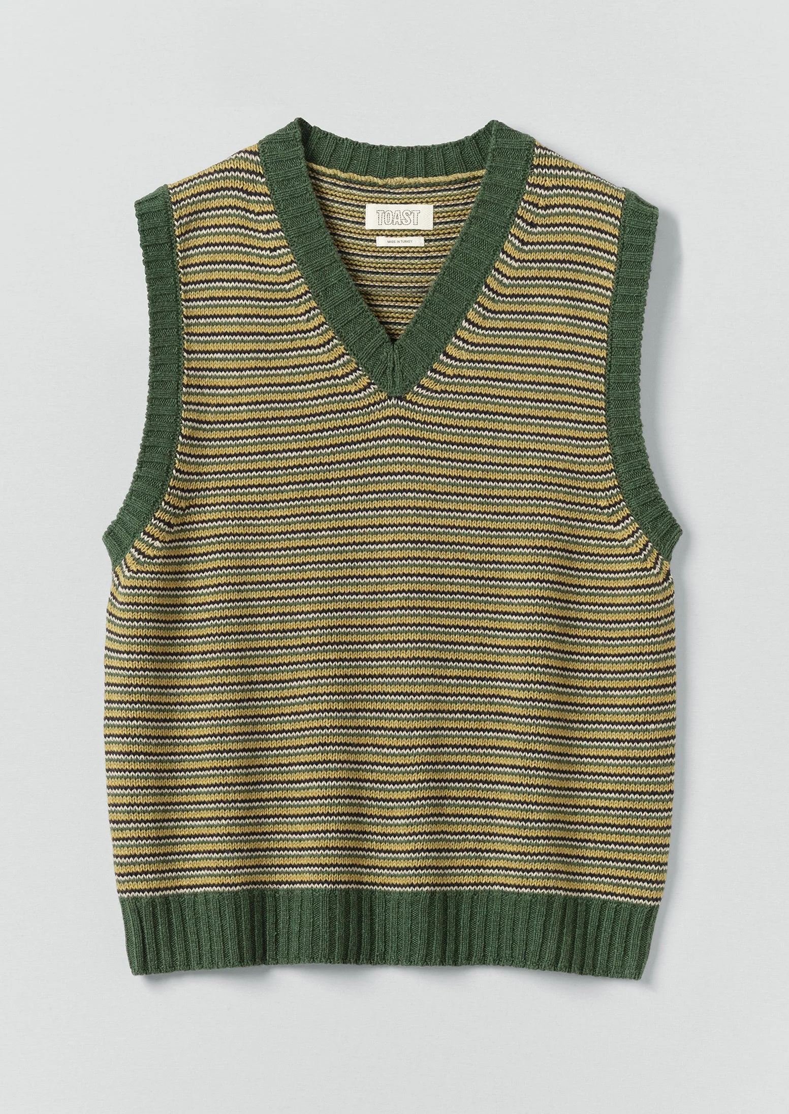 Fine Stripe Wool Cotton Tank | Green Multi