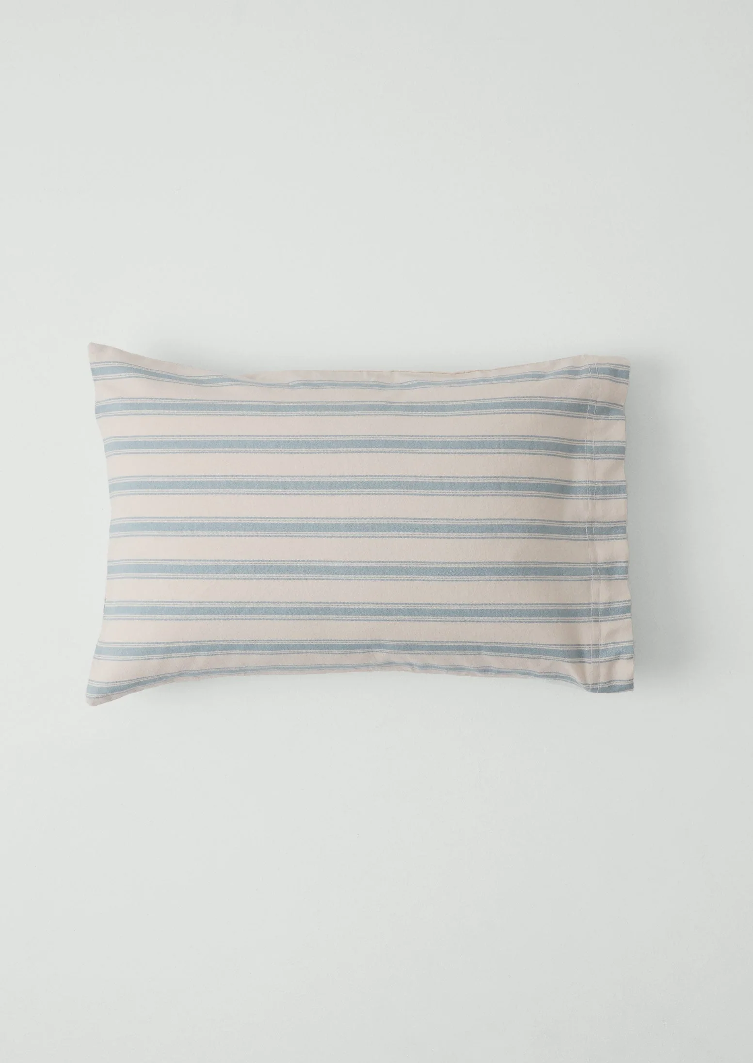Fjord Flannel Stripe Cotton Pillowcase Set | Washed Blue/Ecru