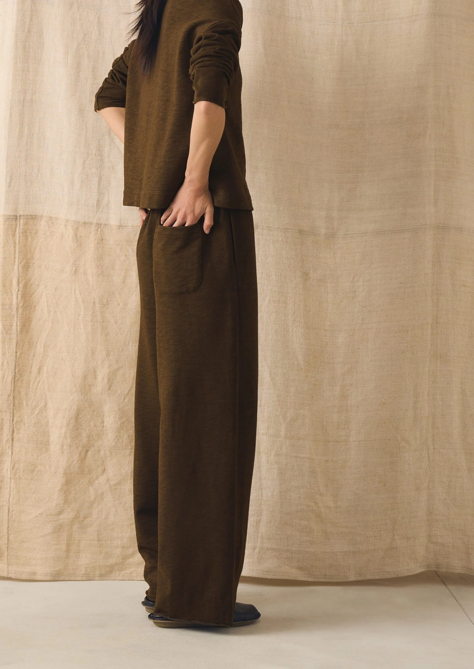 Full Length Loopback Jersey Pants | Dark Olive - Image 3