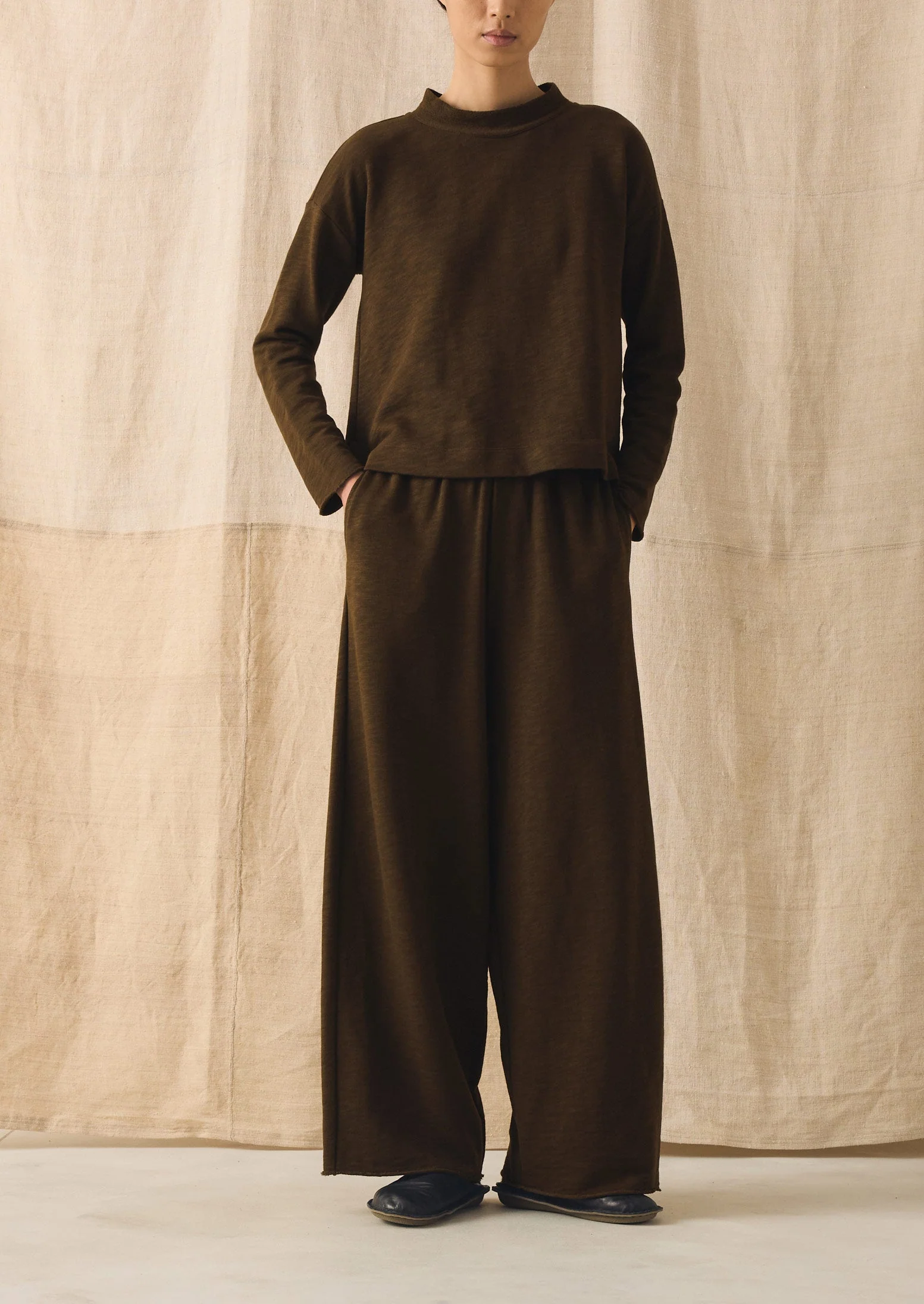 Full Length Loopback Jersey Pants | Dark Olive - Image 4