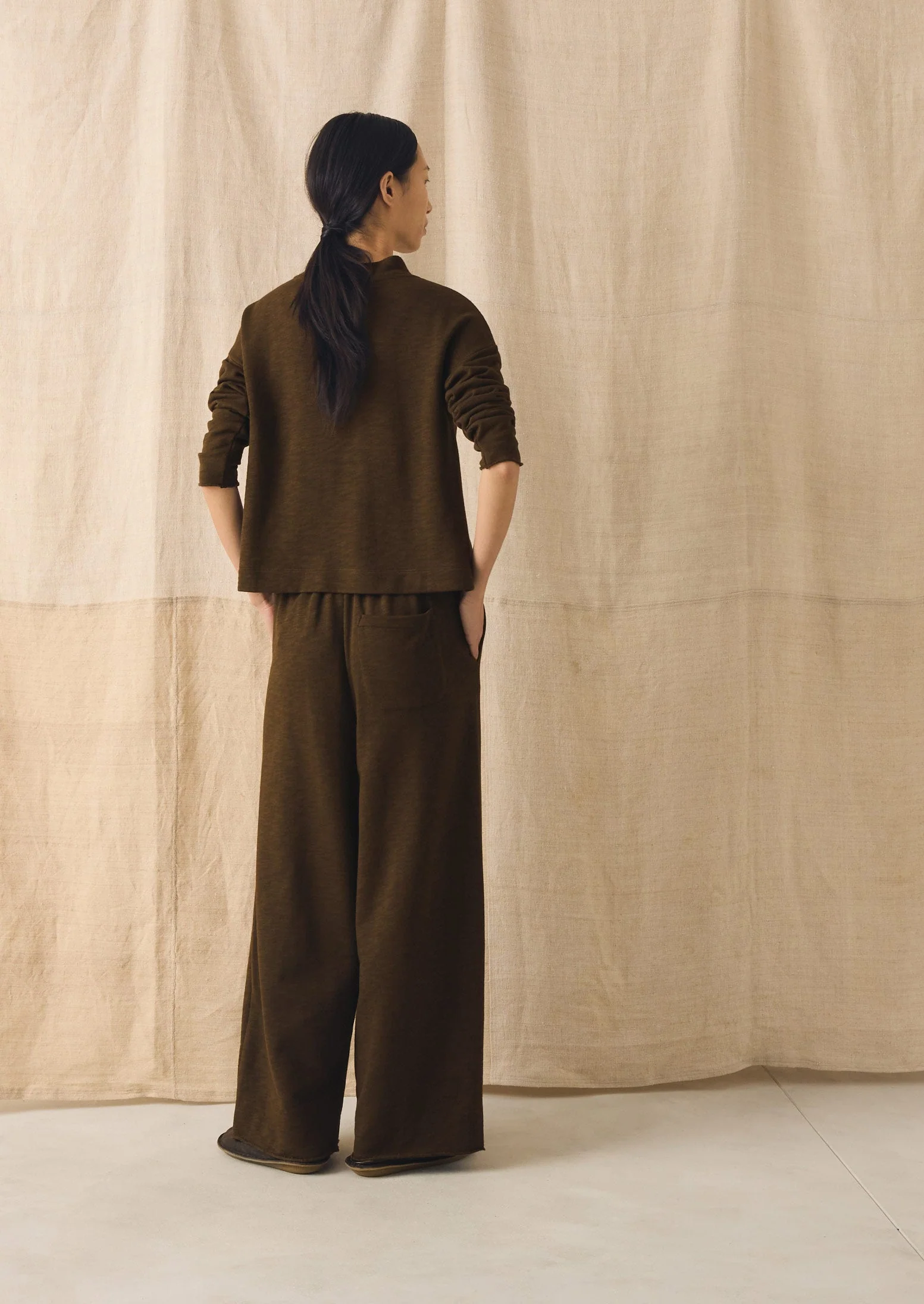 Full Length Loopback Jersey Pants | Dark Olive - Image 5