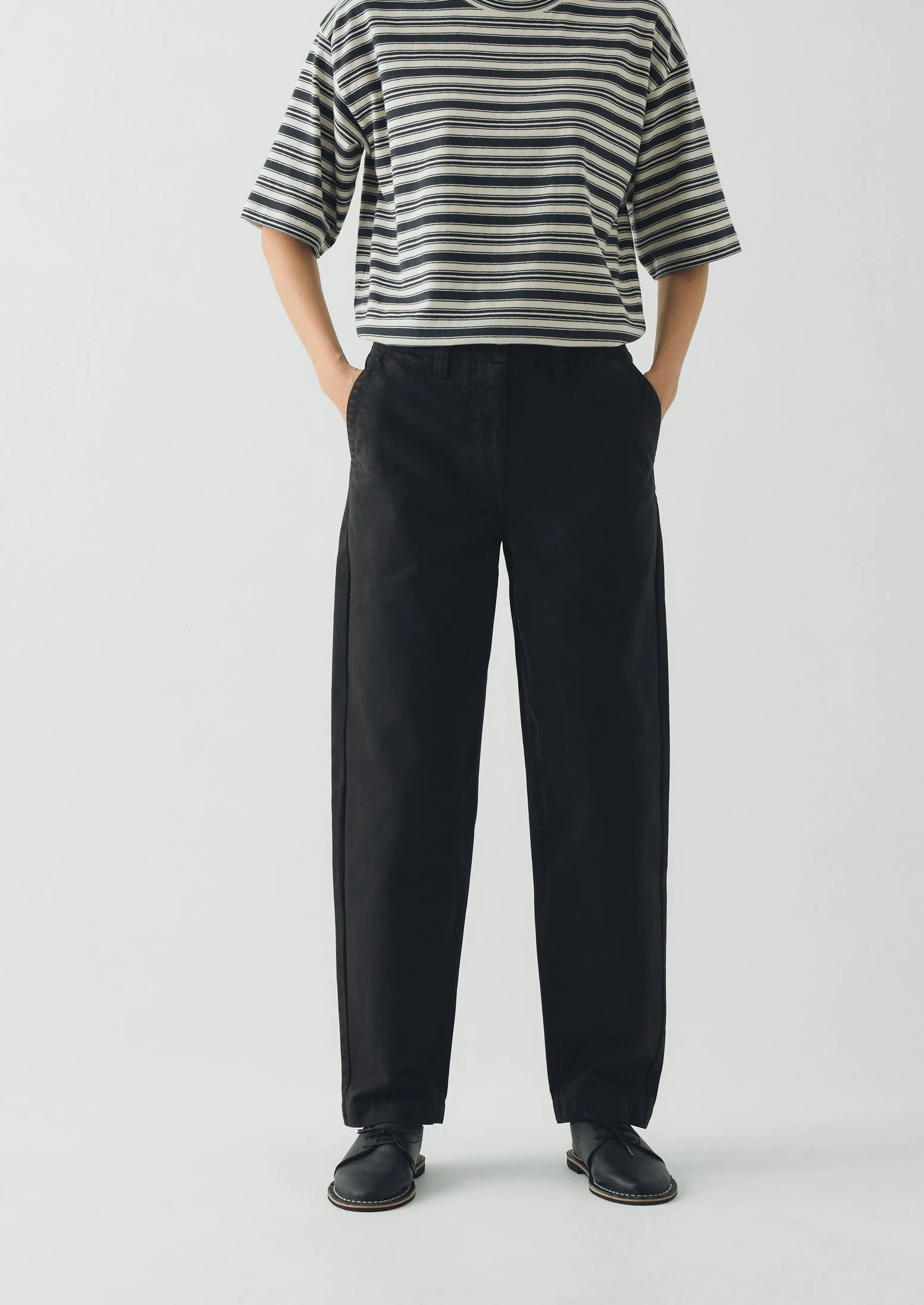 Garment Dyed Cotton Twill Pants | Soft Black - Image 3