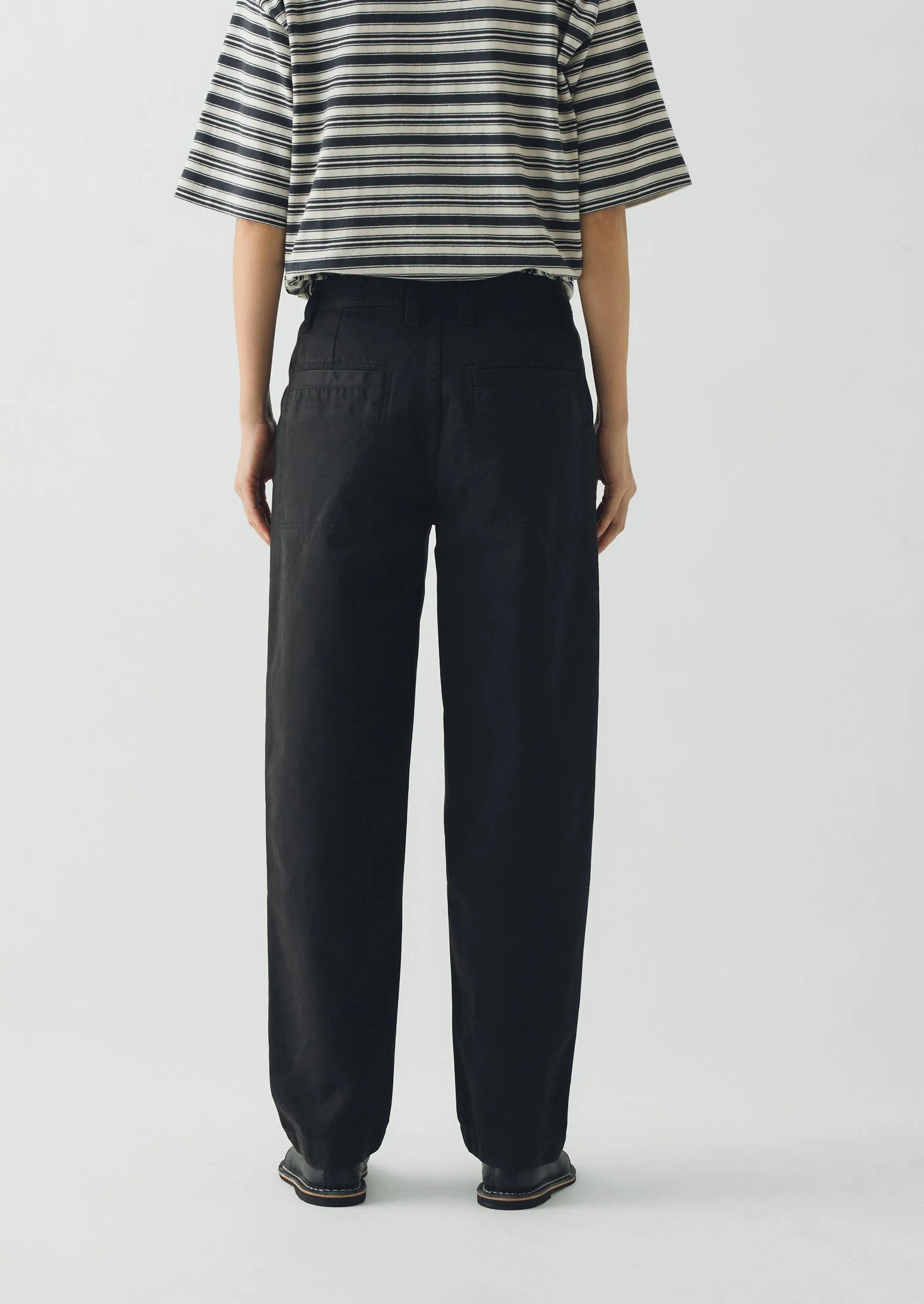 Garment Dyed Cotton Twill Pants | Soft Black - Image 4