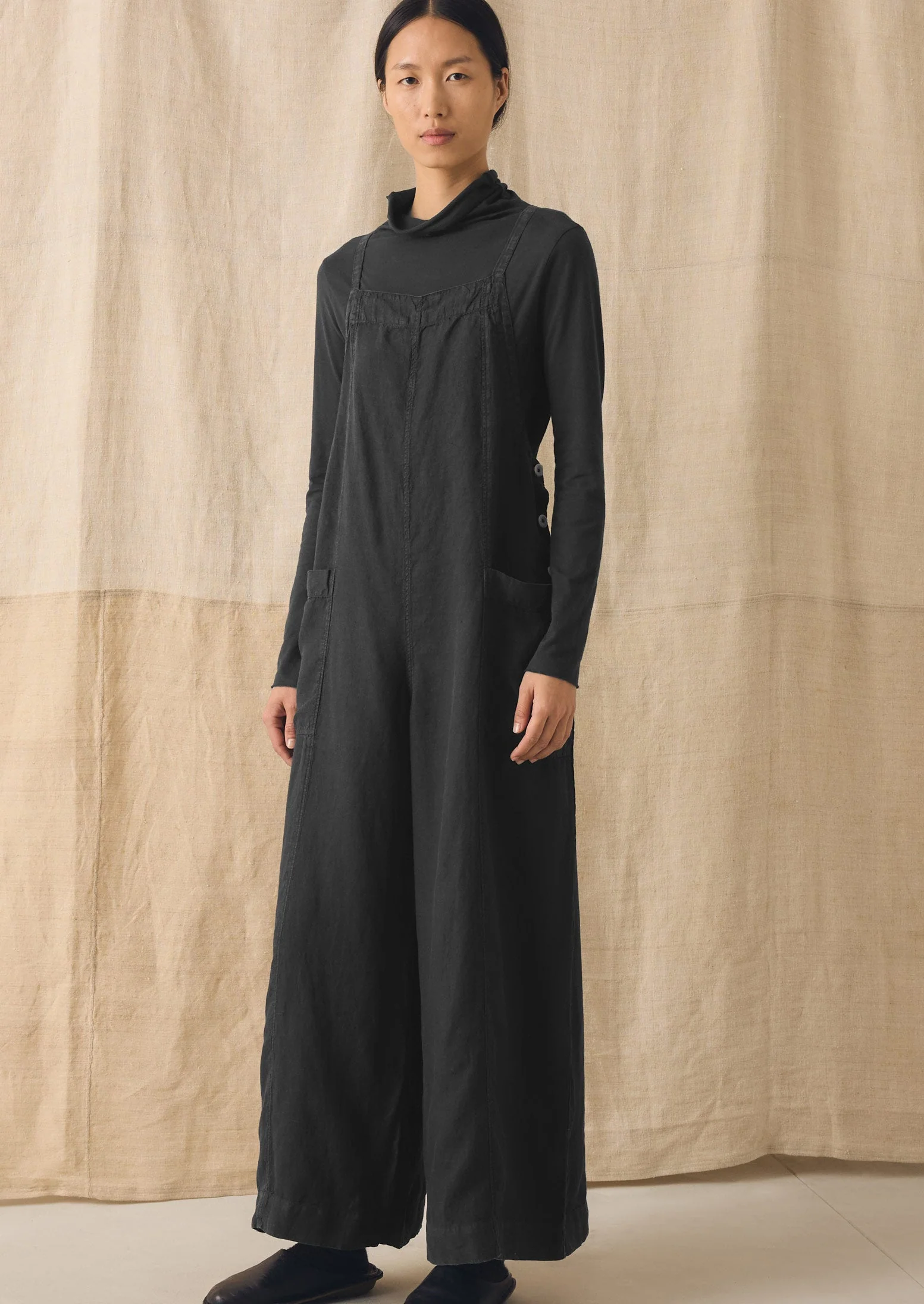 Garment Dyed Linen Pocket Jumpsuit | Black Pepper - Image 2