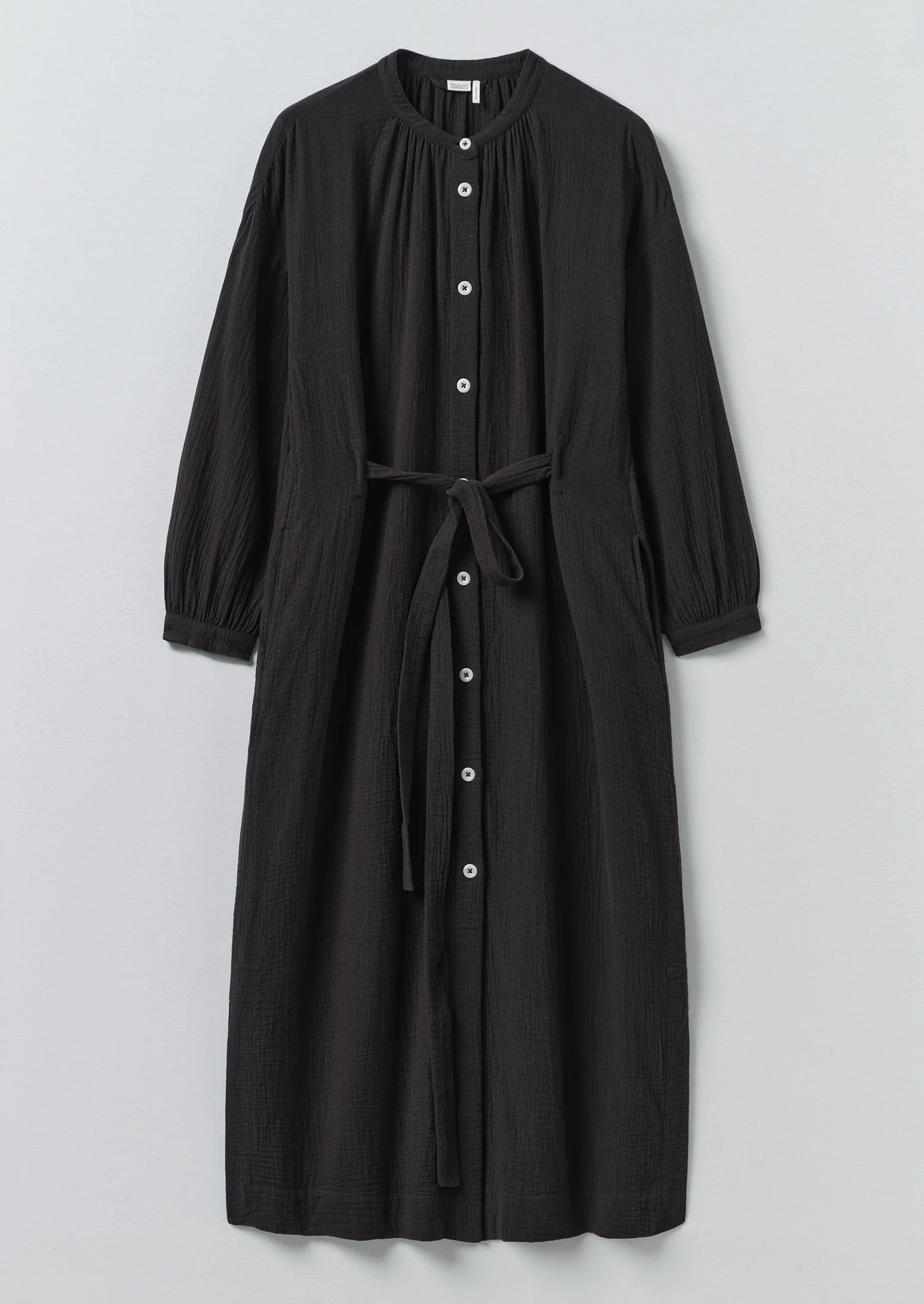 Gathered Crinkle Cotton Gauze Dress | Blackberry