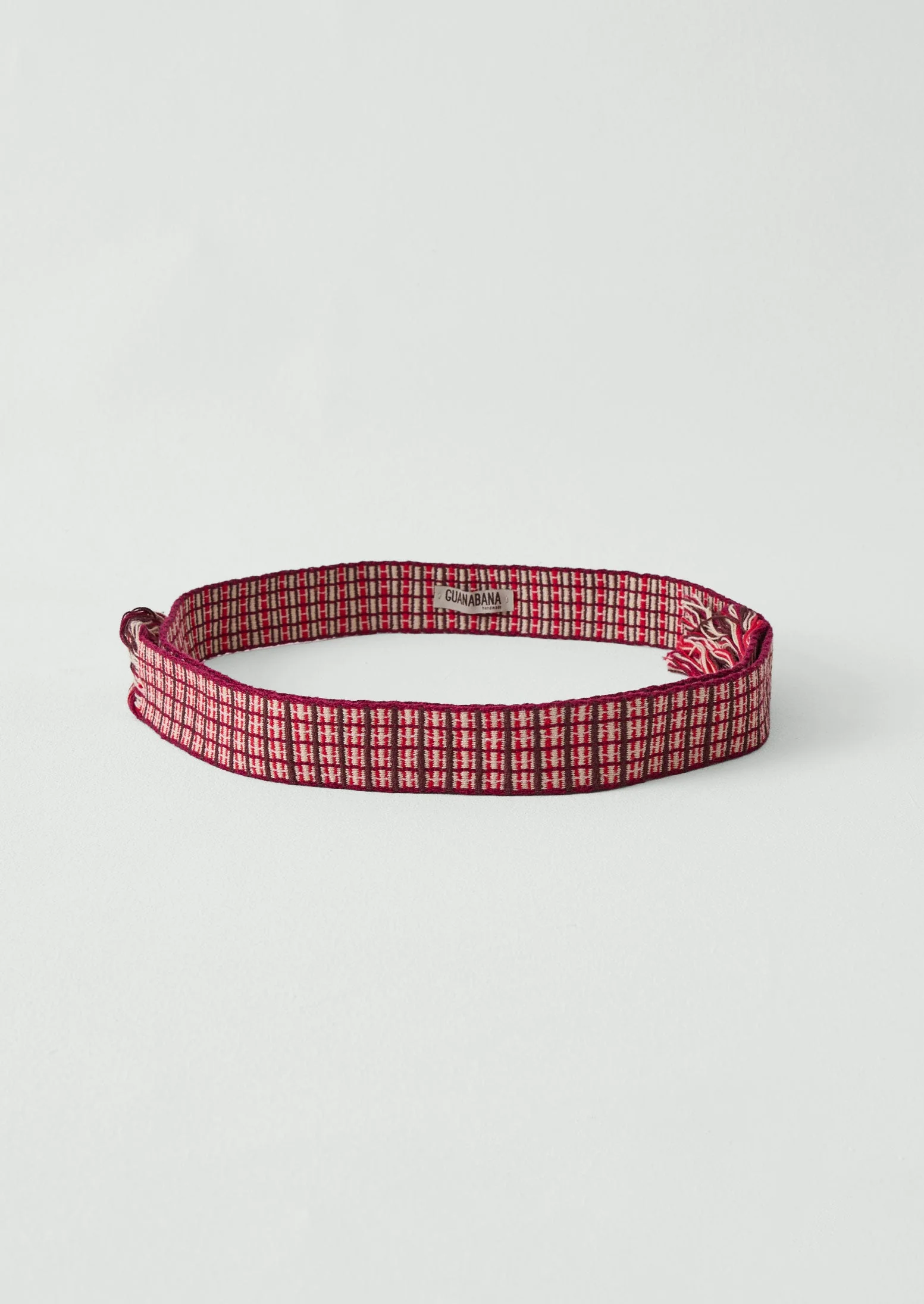 Guanabana Hand Woven Belt | Raspberry/Ecru